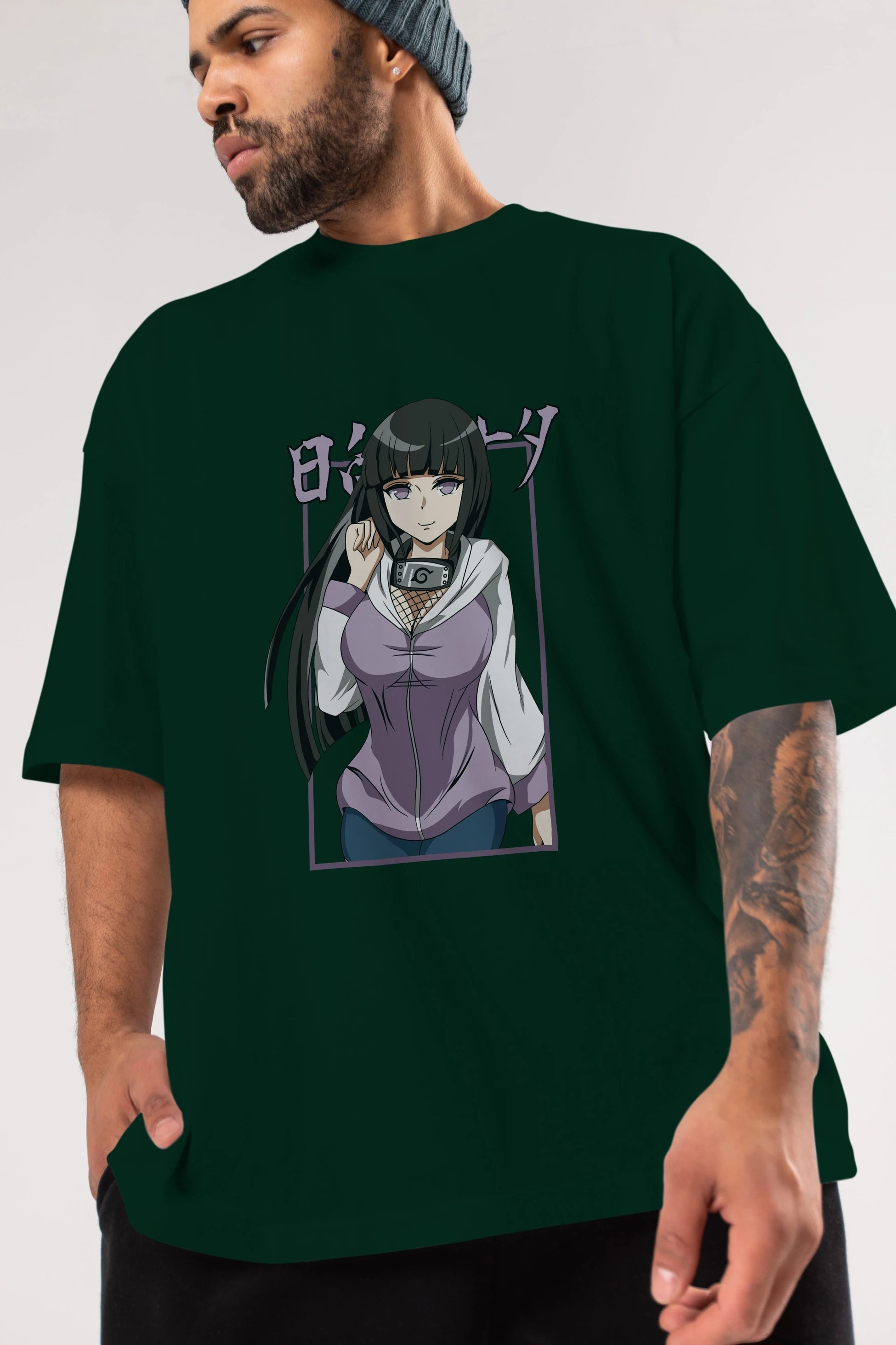 Hinata NARUTO Anime Ön Baskılı Oversize t-shirt %100 pamuk Erkek Kadın Unisex