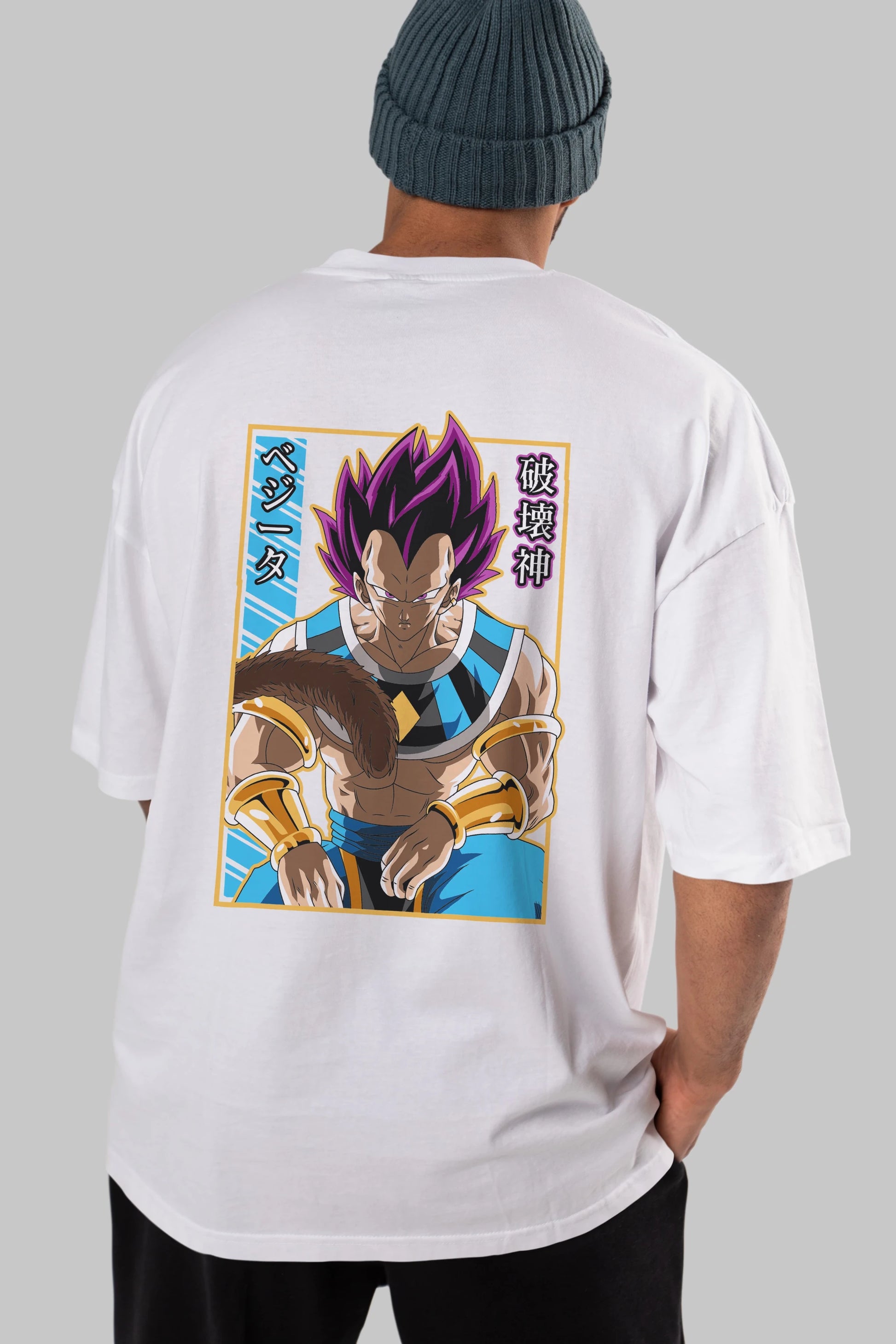 DragonBall VegetaHakaishin Anime Arka Baskılı Oversize t-shirt Erkek Kadın Unisex