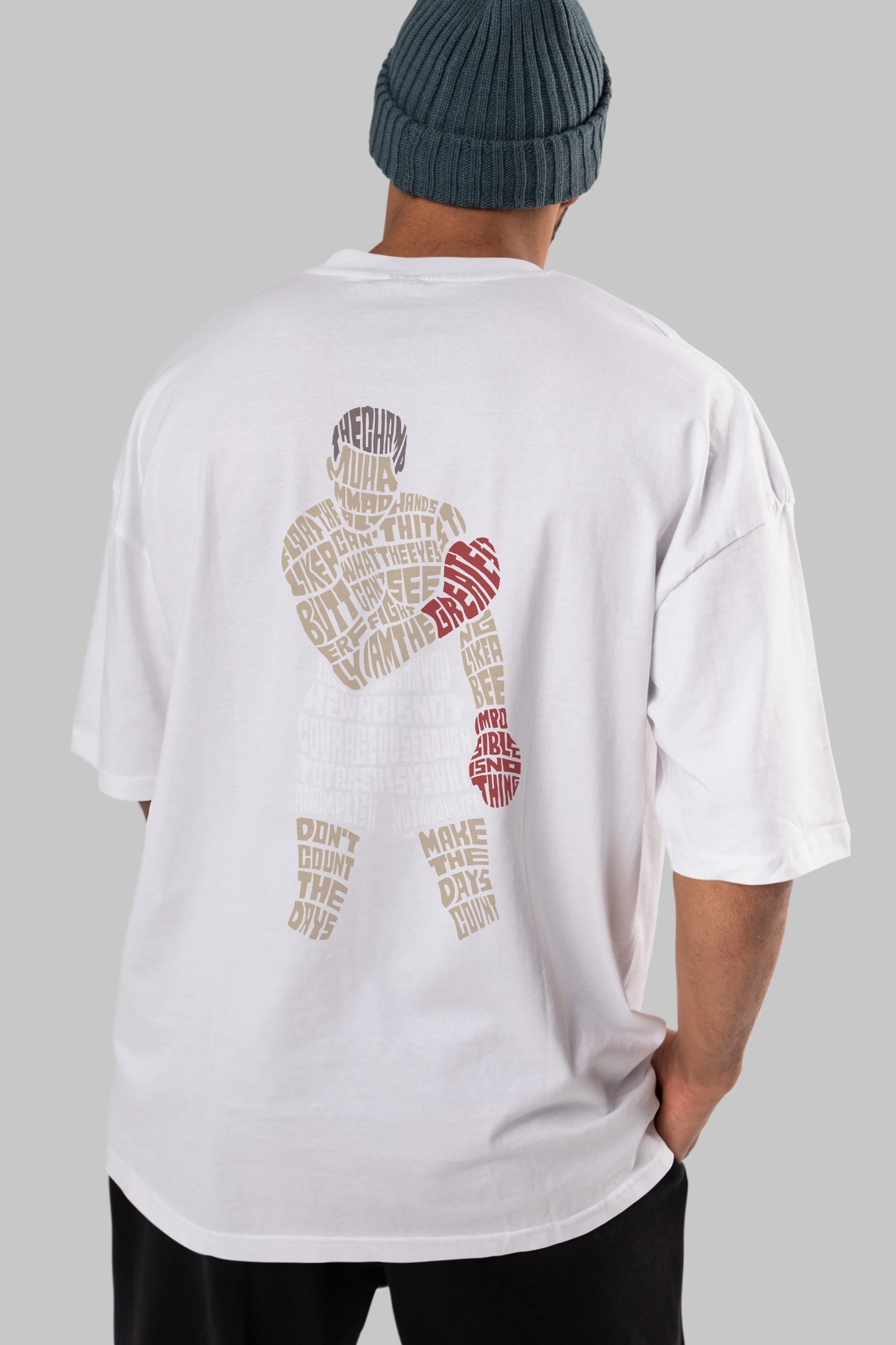 The Champ Muhammad Ali Arka Baskılı Oversize t-shirt %100 pamuk Erkek Kadın Unisex