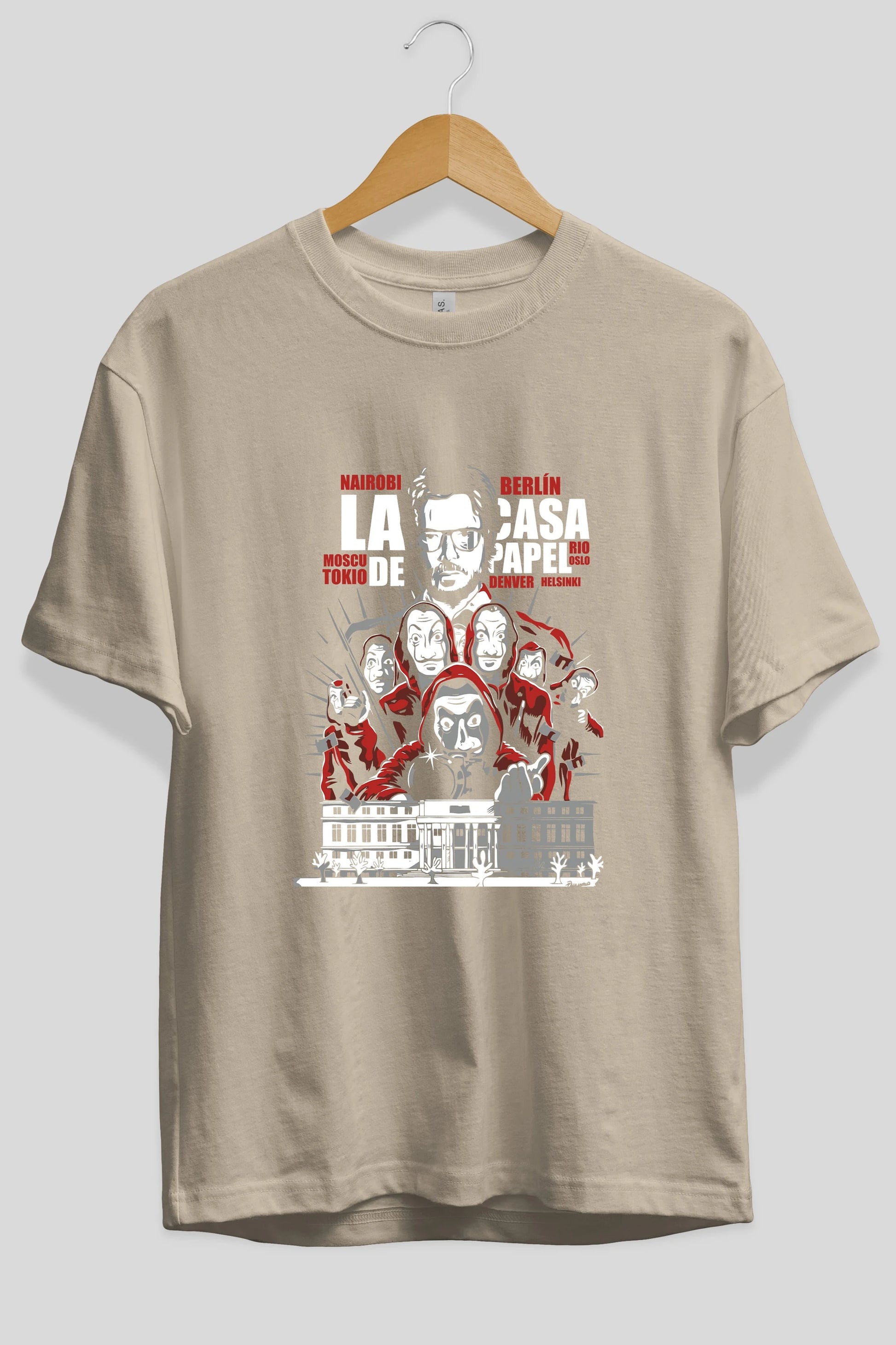 La Casa De Papel (2) Ön Baskılı Oversize t-shirt Erkek Kadın Unisex %100 Pamuk Bisiklet Yaka tişort