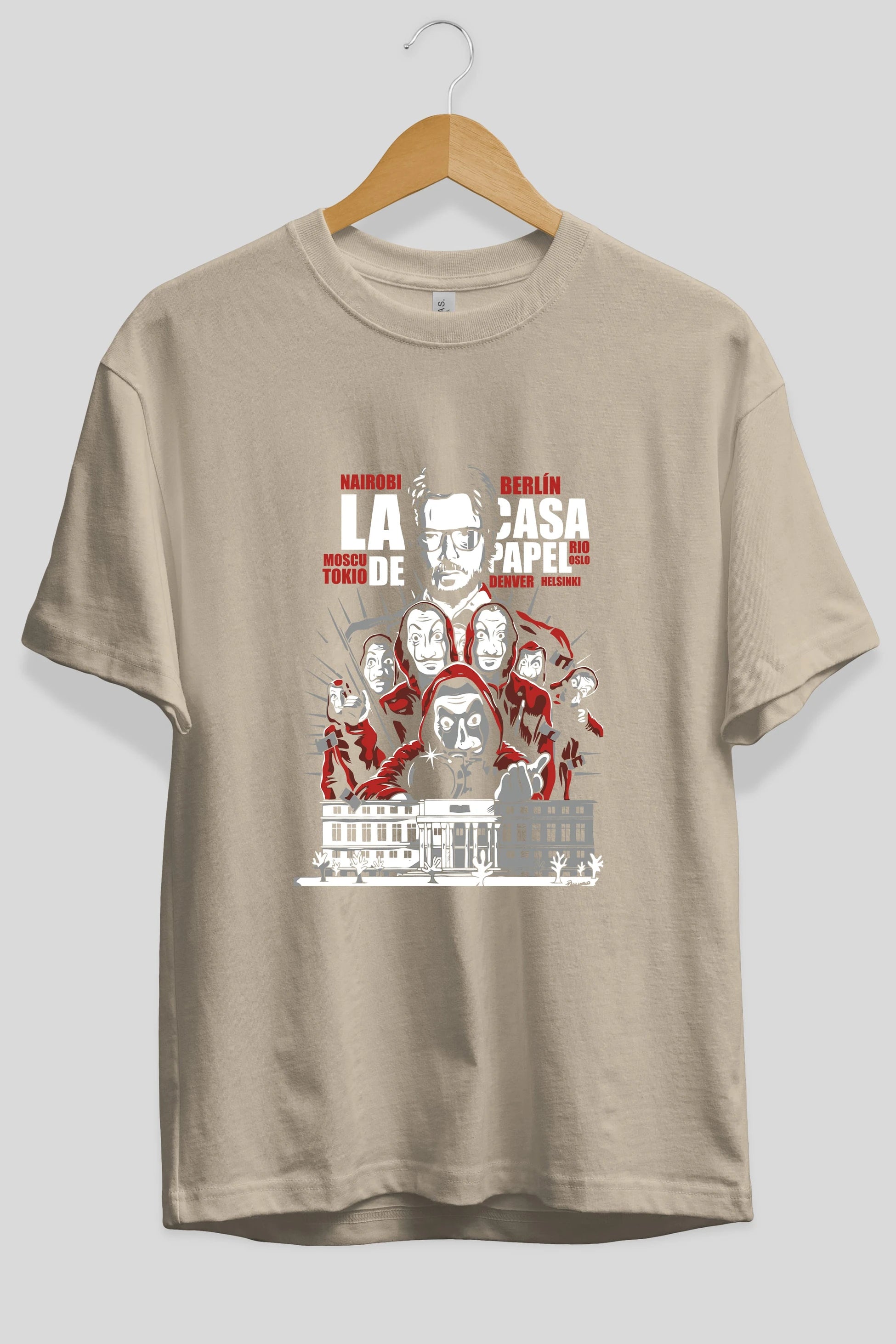 La Casa De Papel (2) Ön Baskılı Oversize t-shirt Erkek Kadın Unisex %100 Pamuk Bisiklet Yaka tişort