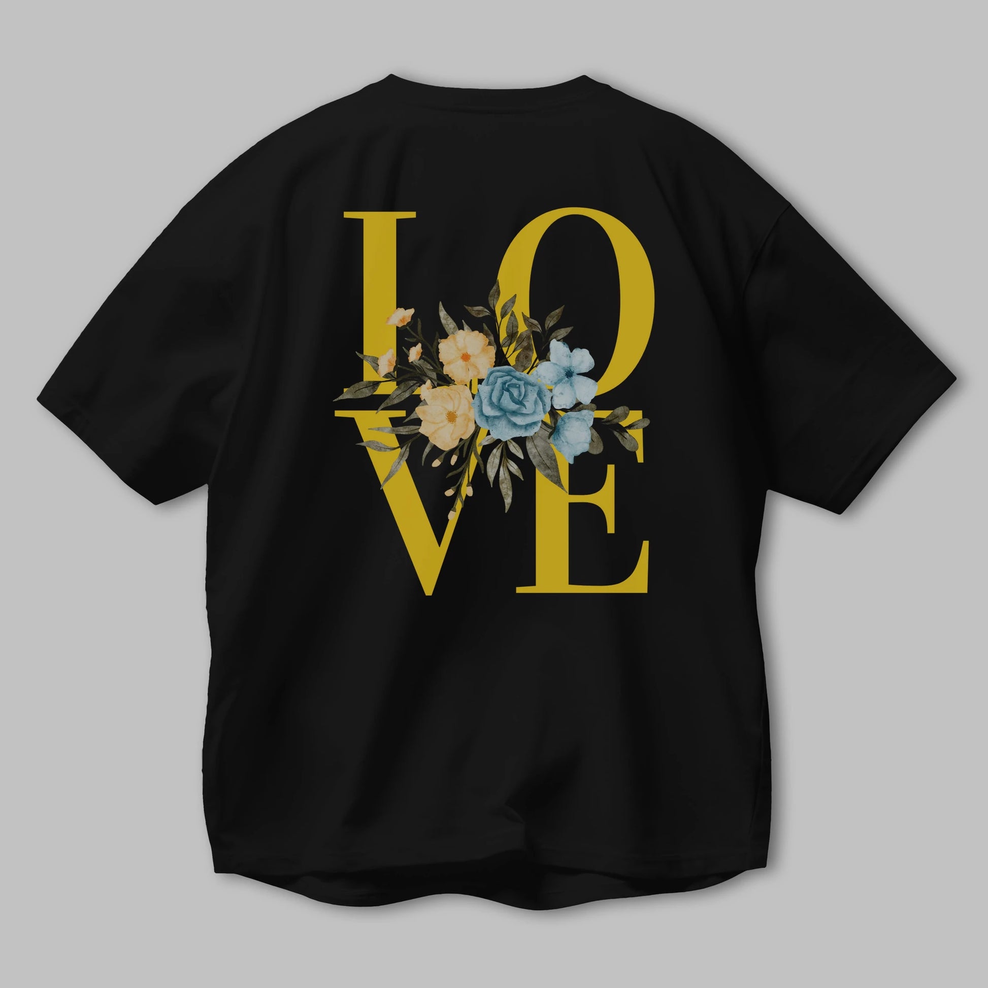 Love Flower Arka Baskılı Oversize t-shirt Erkek Kadın Unisex