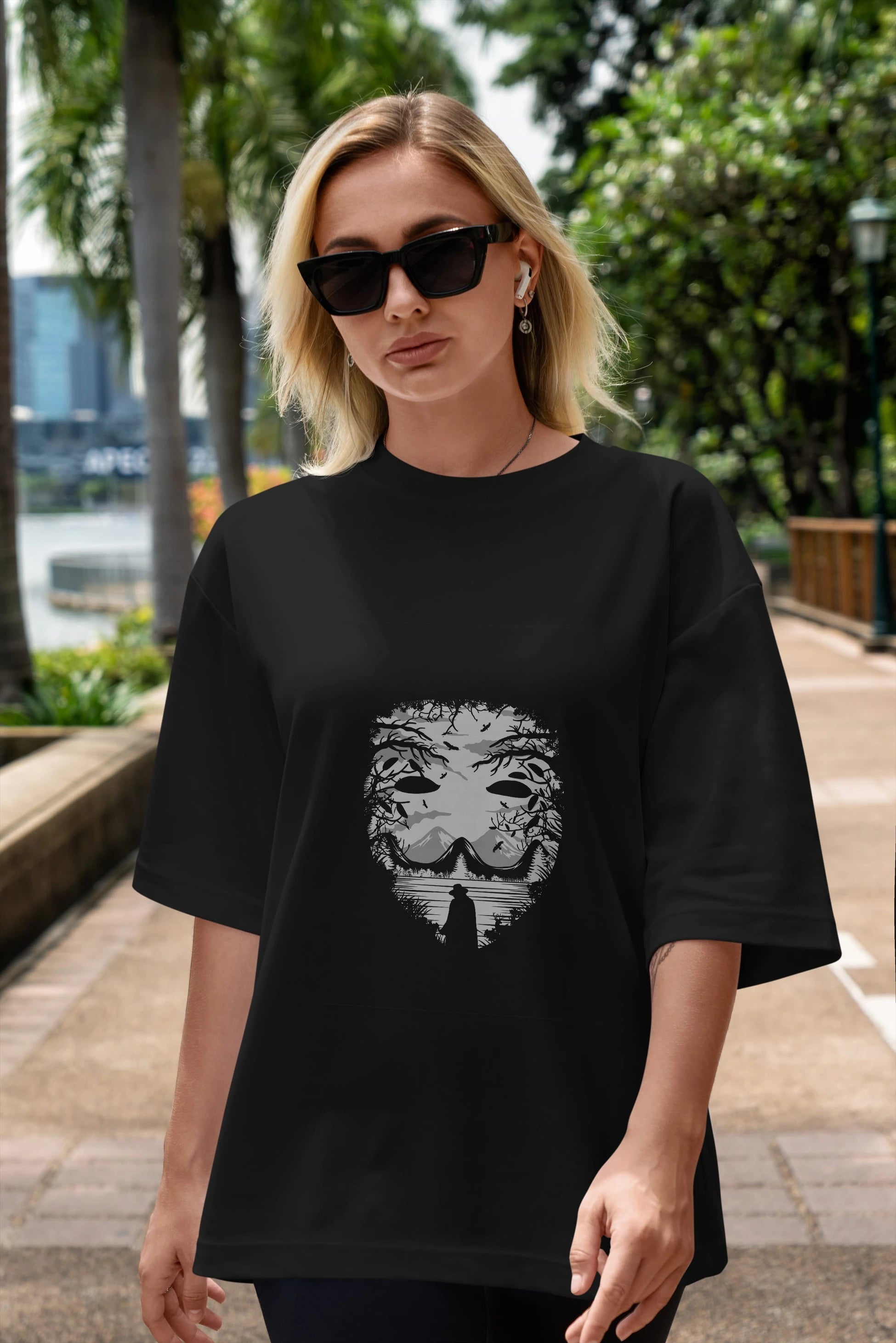 The Mask (2) Ön Baskılı Oversize t-shirt %100 pamuk Erkek Kadın Unisex