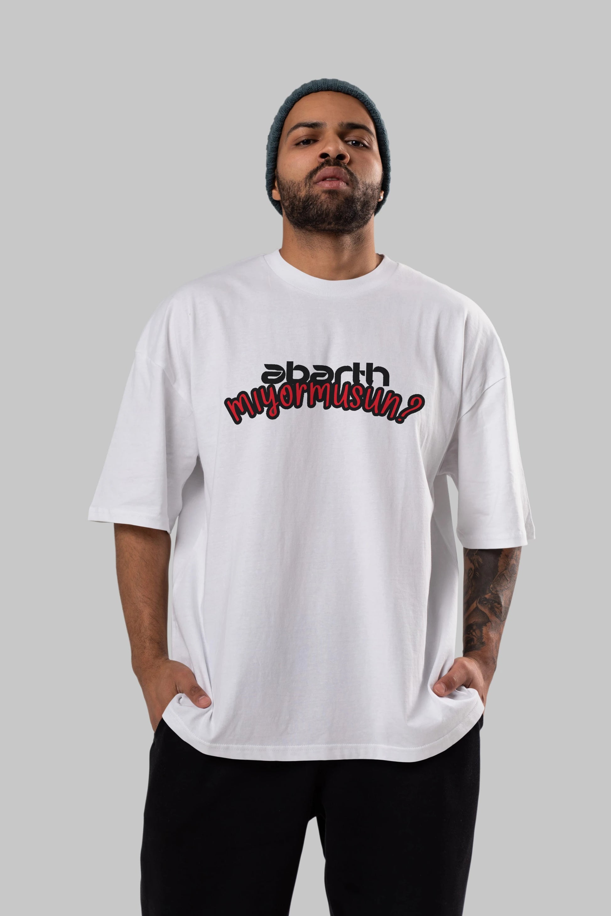Abarth  Mıyormusun Ön Baskılı Oversize t-shirt %100 pamuk Erkek Kadın Unisex