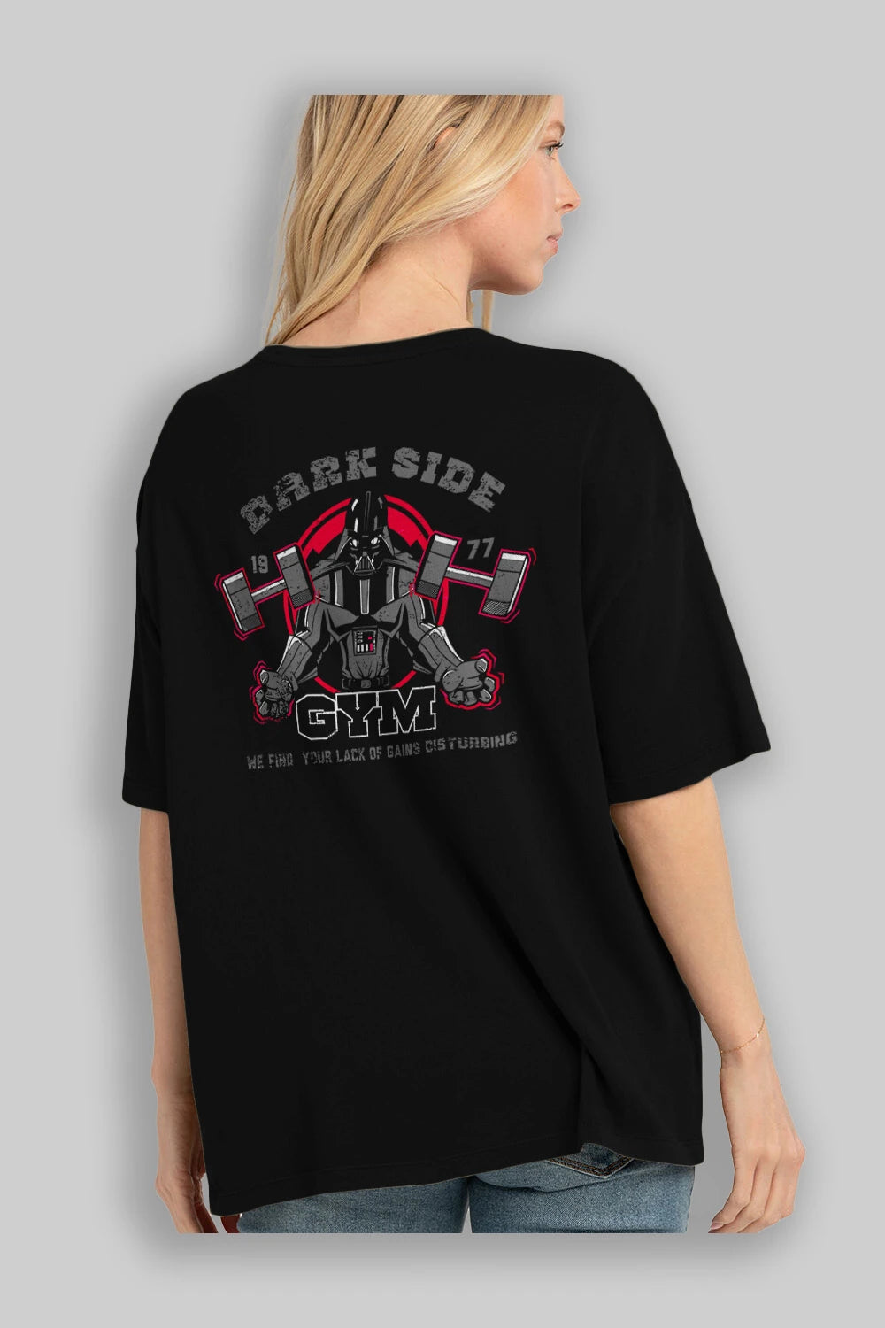 Darth Vader GYM Arka Baskılı Oversize t-shirt Erkek Kadın Unisex %100 Pamuk Bisiklet Yaka tişort