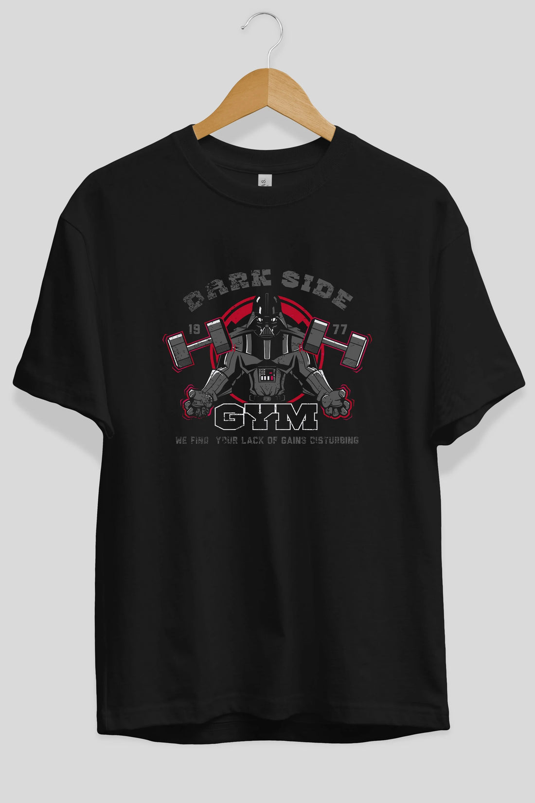 Darth Vader GYM Ön Baskılı Oversize t-shirt Erkek Kadın Unisex %100 Pamuk Bisiklet Yaka tişort