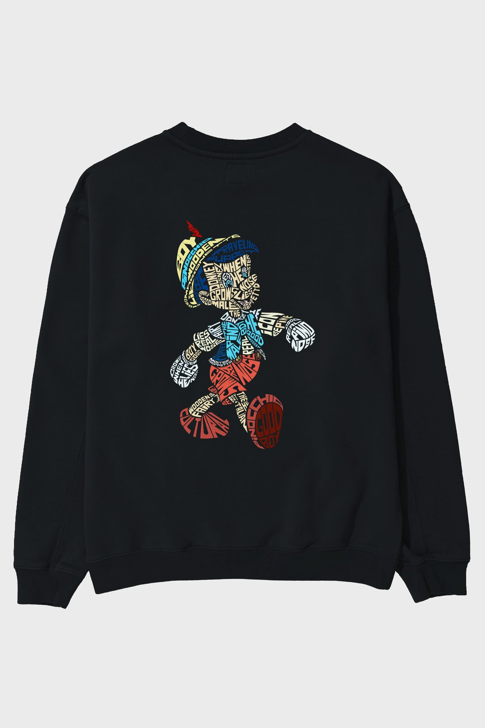 Pinokio Arka Baskılı Oversize Sweatshirt Erkek Kadın Unisex