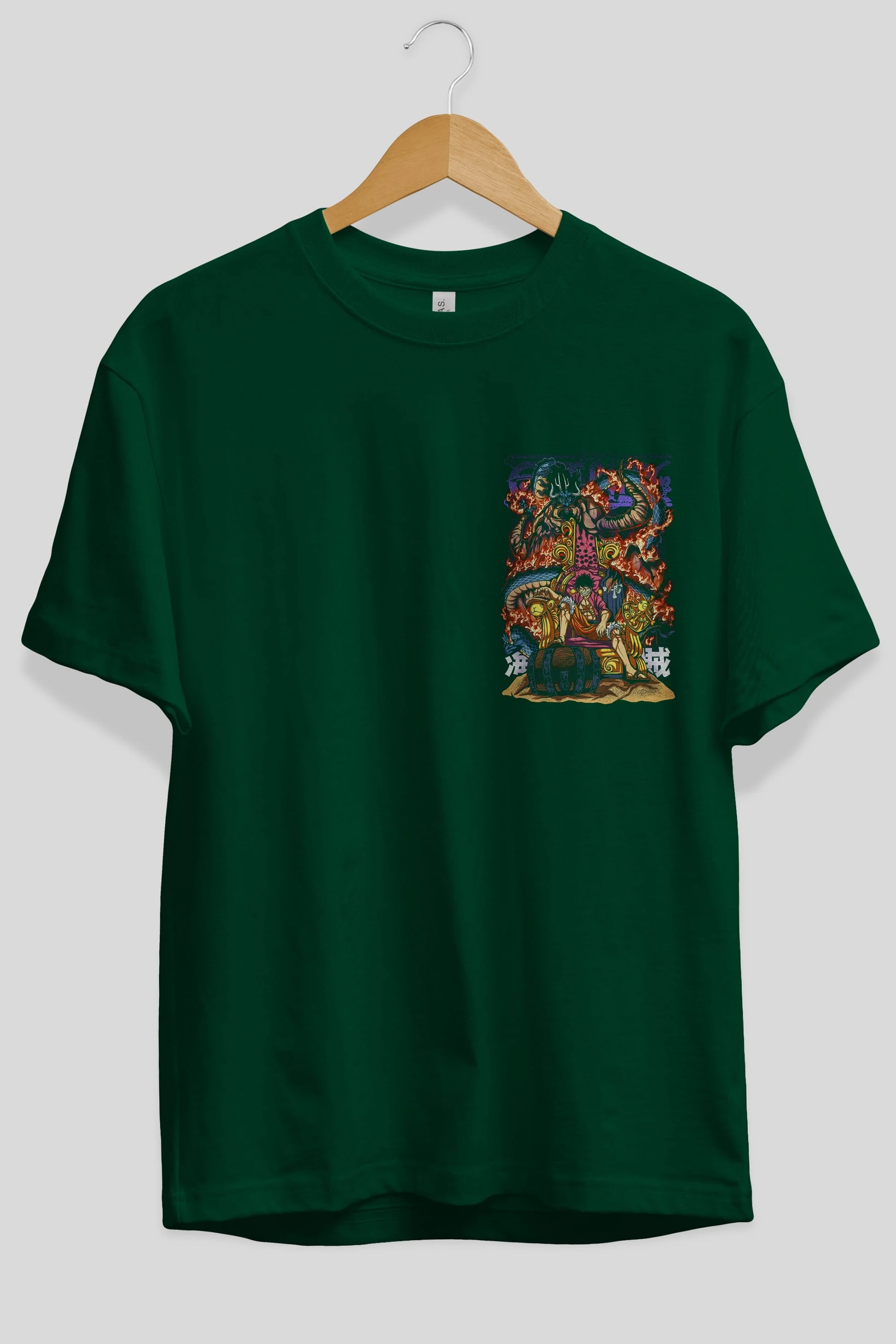 MONKEY D. LUFFY 1 Ön Sol Baskılı Oversize t-shirt Erkek Kadın Unisex %100 Pamuk Bisiklet Yaka tişort