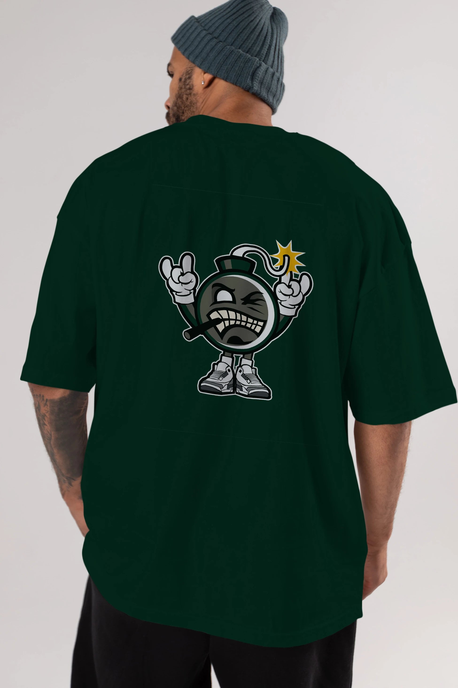 Evil Bomb Arka Baskılı Oversize t-shirt Erkek Kadın Unisex %100 Pamuk tişort