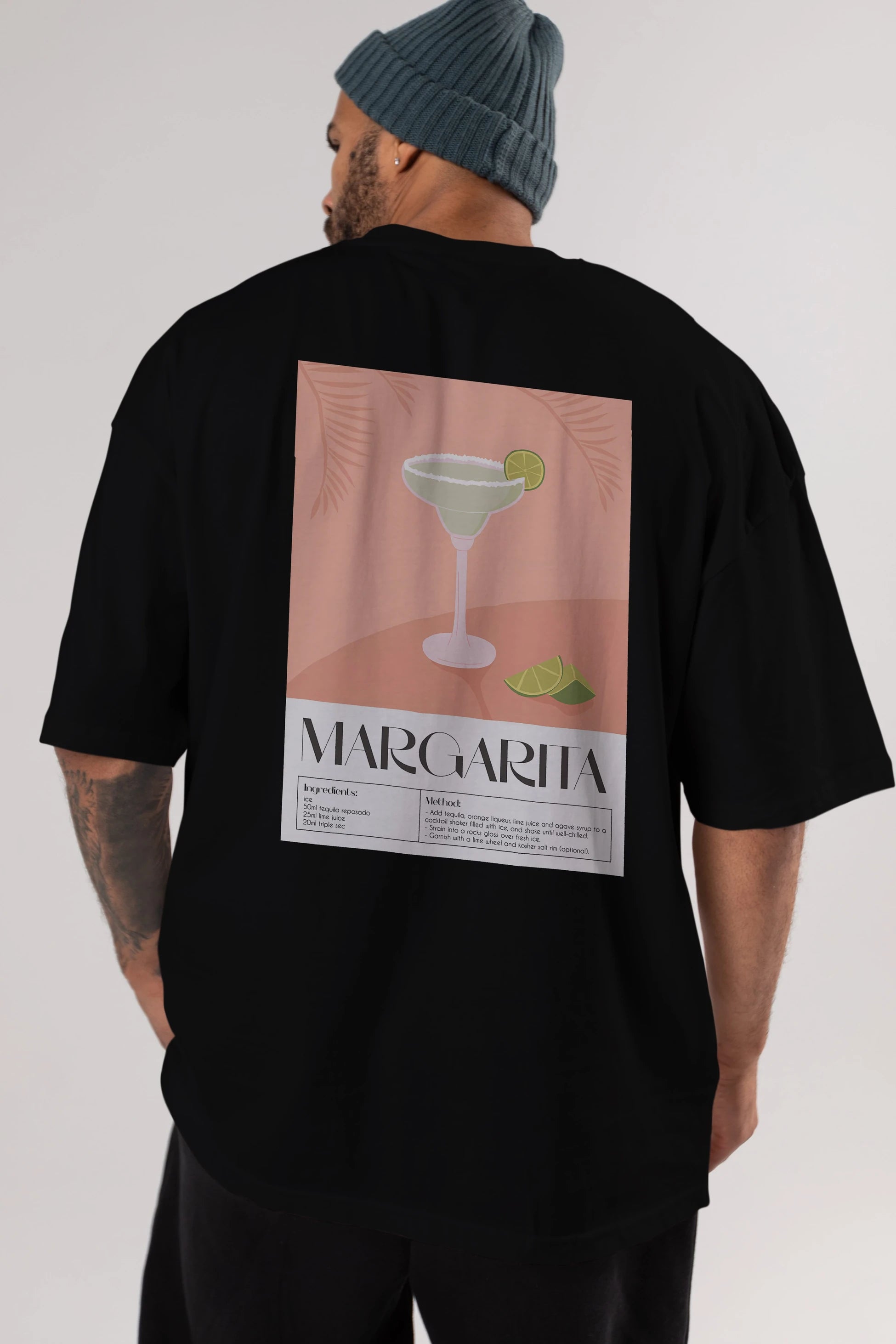 Margarita 5 Arka Baskılı Oversize t-shirt Erkek Kadın Unisex %100 Pamuk Bisiklet Yaka tişort