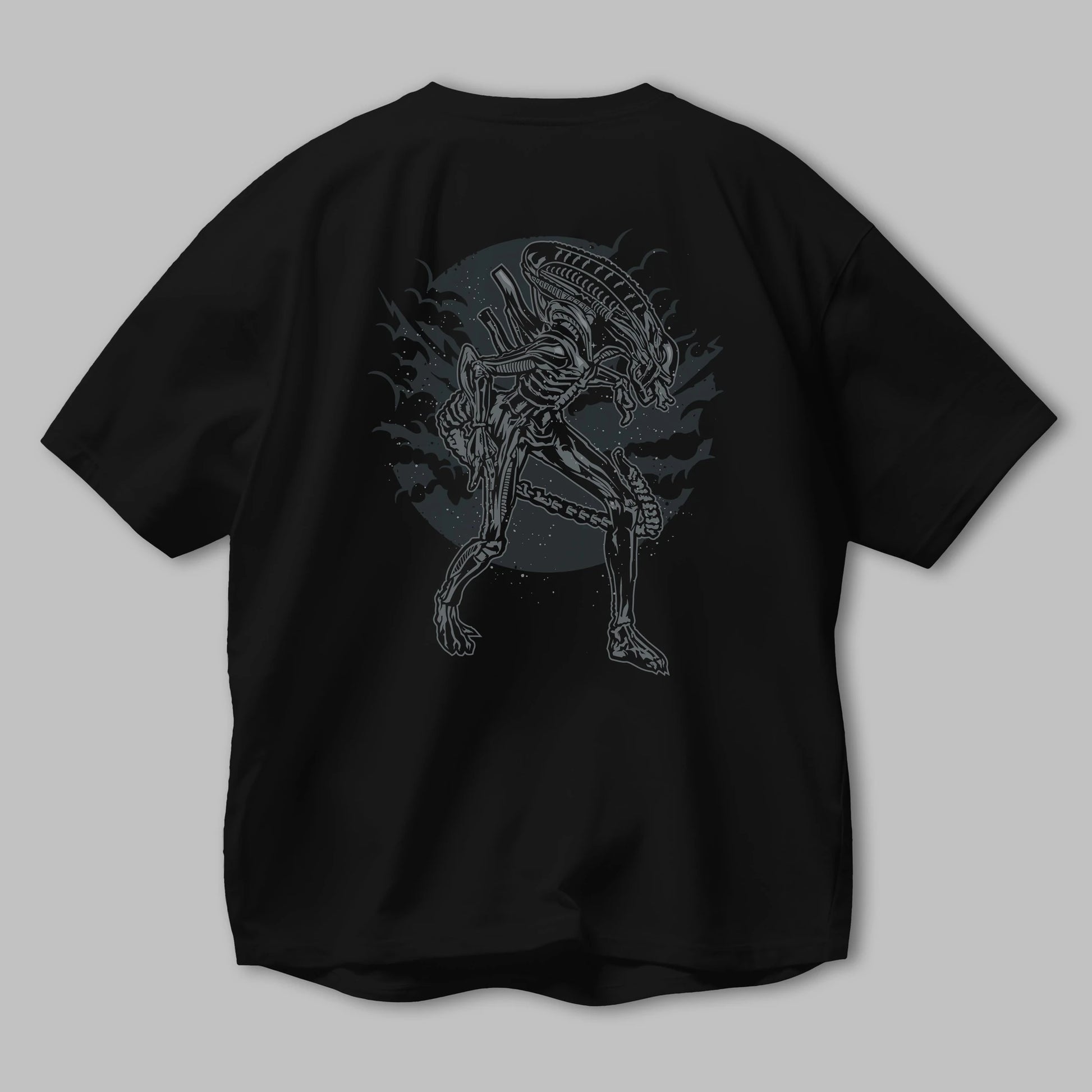 Xenomorph Arka Baskılı Oversize t-shirt Erkek Kadın Unisex %100 Pamuk