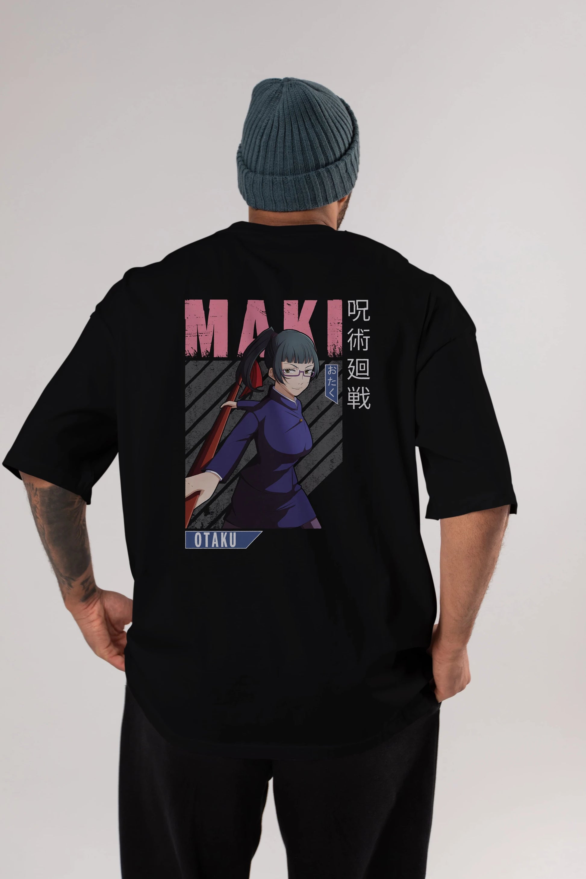 Maki Zenin CHAINSAWMAN Anime Arka Baskılı Oversize t-shirt Erkek Kadın Unisex