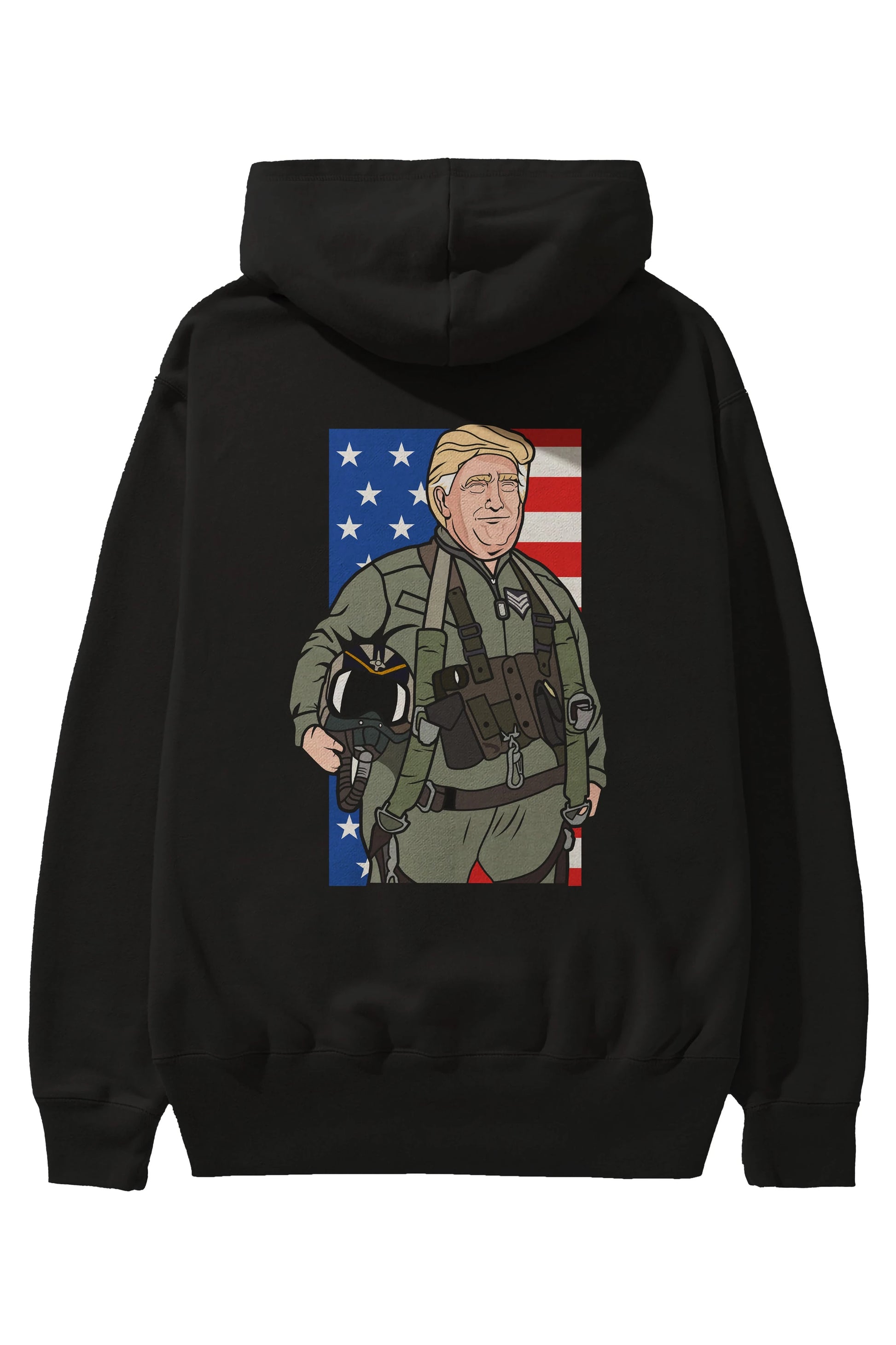 Trump Jetplane Pilot Arka Baskılı Hoodie Oversize Kapüşonlu Sweatshirt Erkek Kadın Unisex