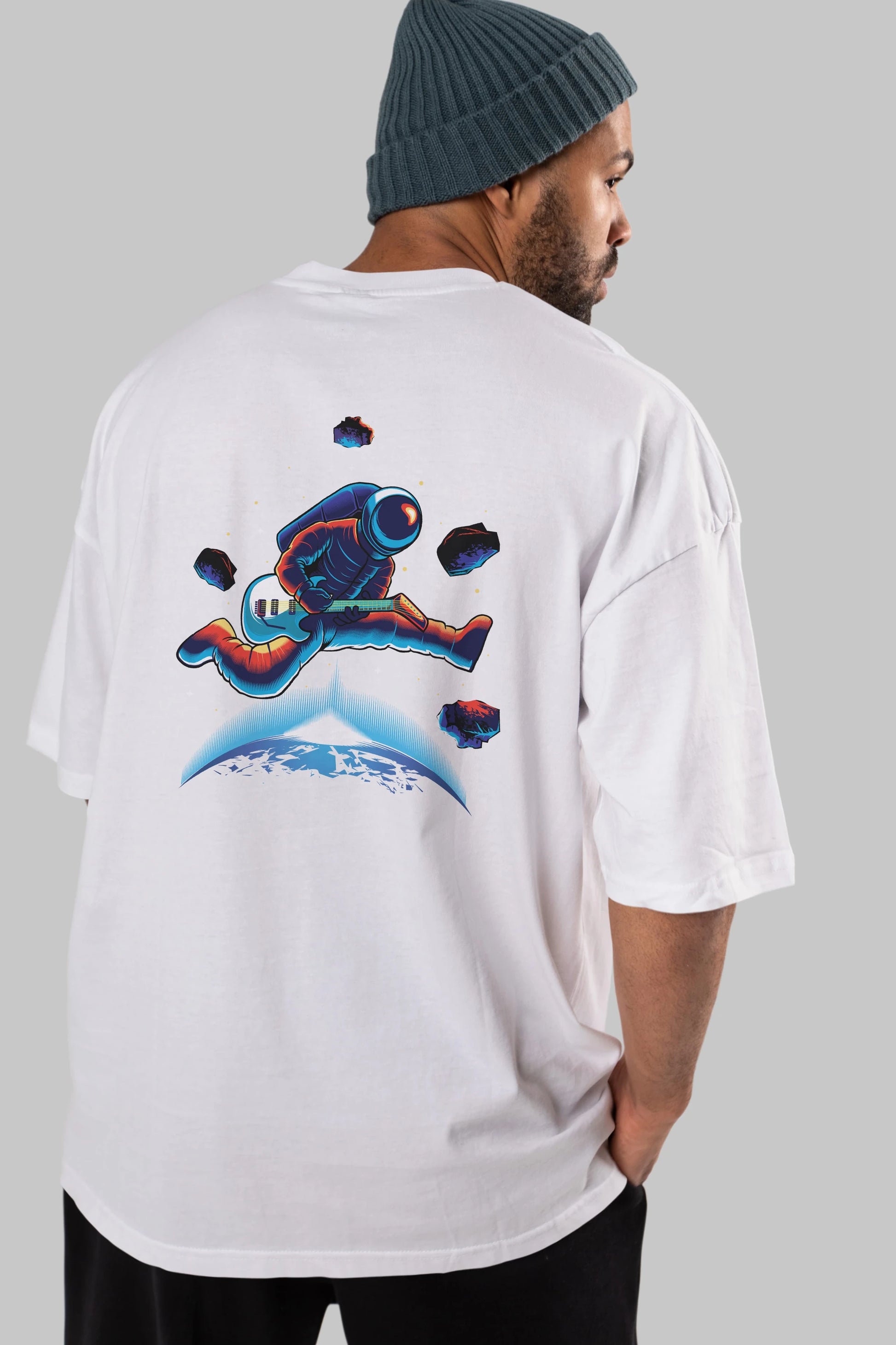 Astroguitar Arka Baskılı Oversize t-shirt Erkek Kadın Unisex