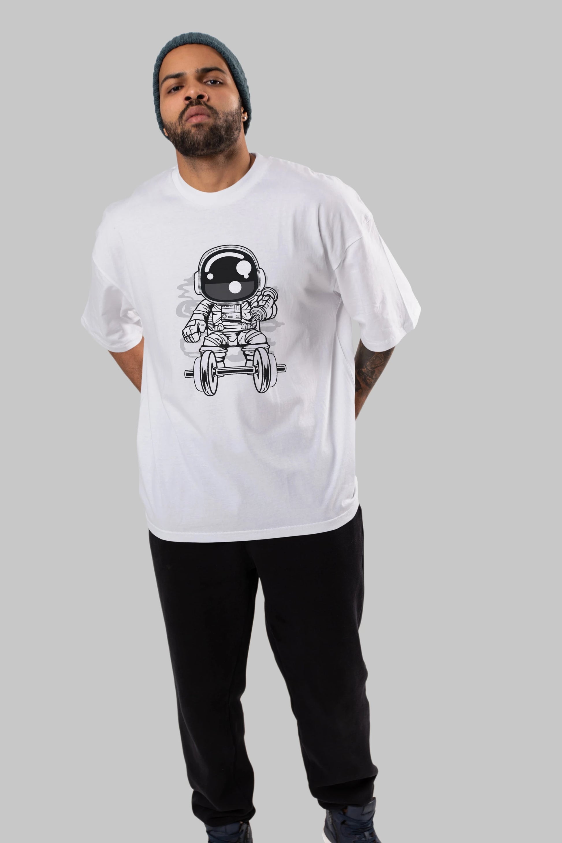 Astronaut Gym Ön Baskılı Oversize t-shirt Erkek Kadın Unisex