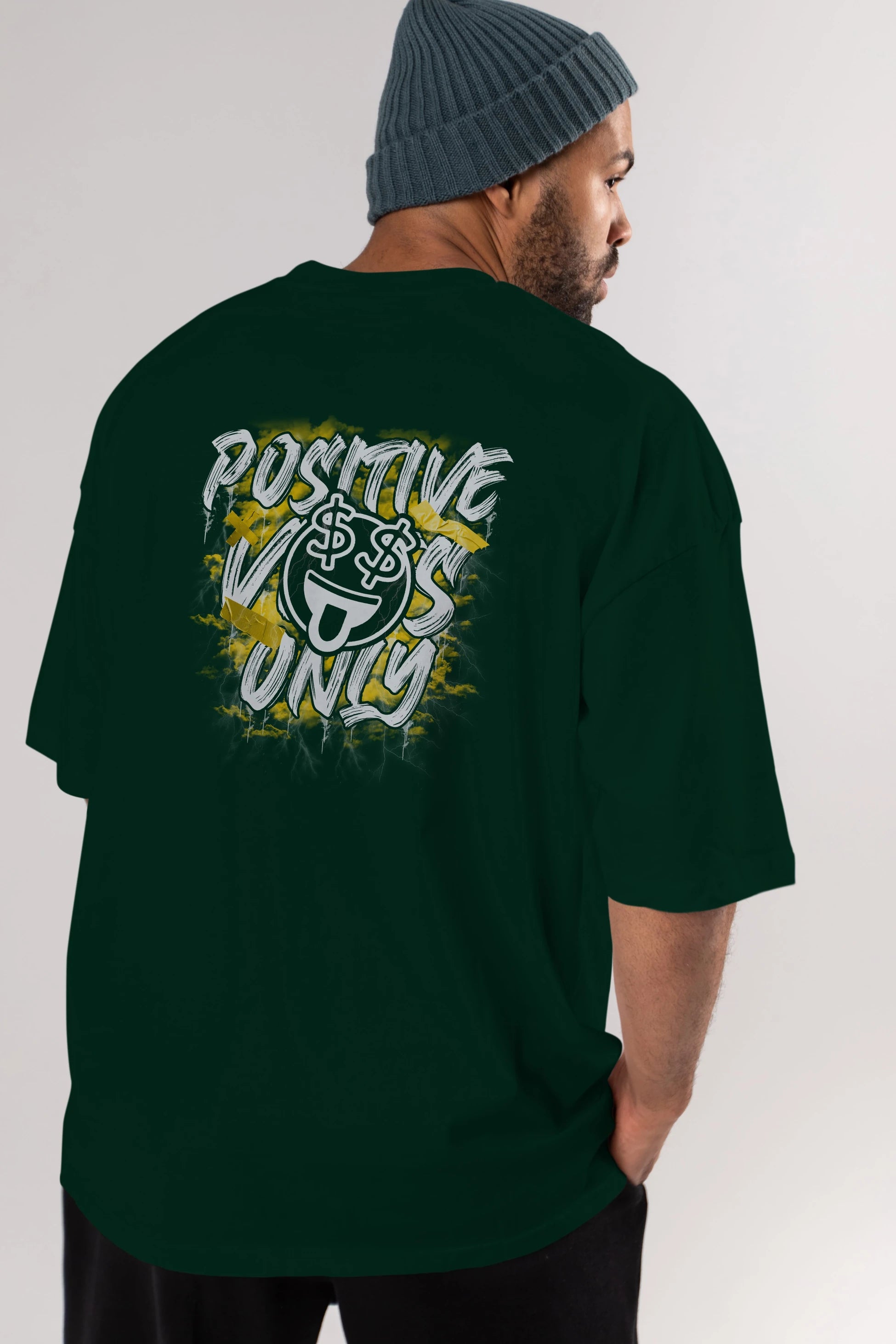 Positive Only Arka Baskılı Oversize t-shirt Erkek Kadın Unisex