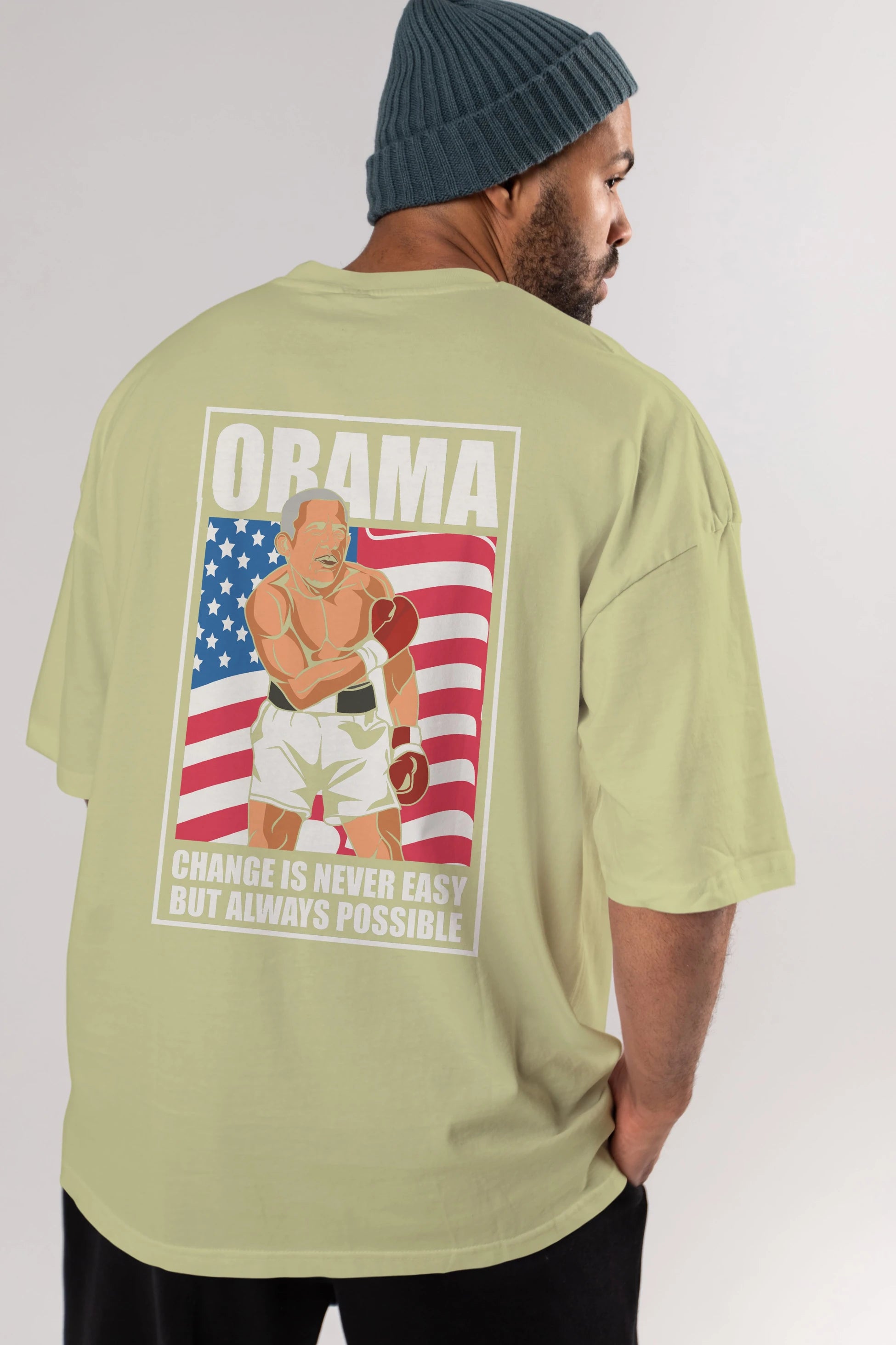 Obama Arka Baskılı Oversize t-shirt Erkek Kadın Unisex %100 Pamuk tişort