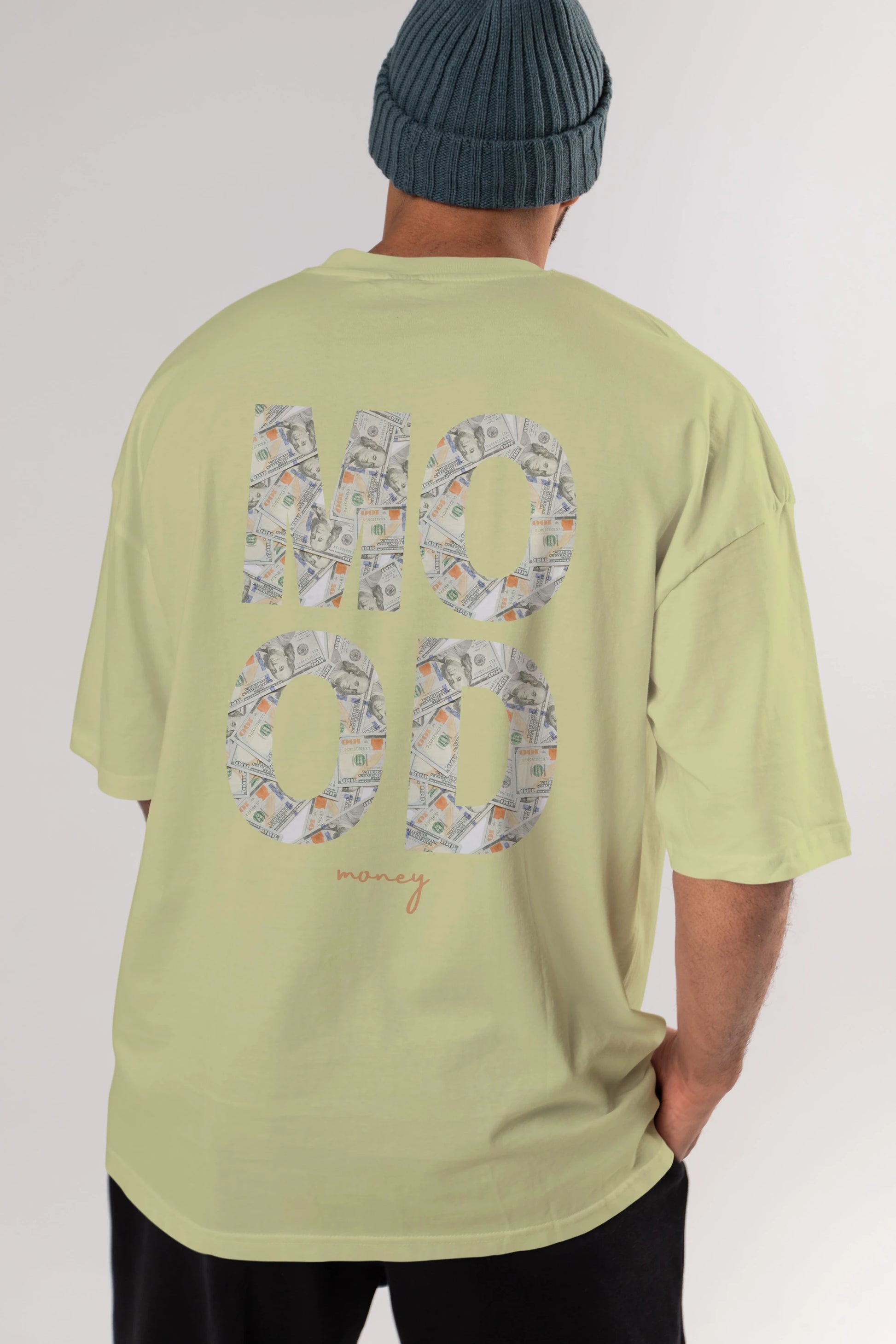 Mood Money Yazılı Arka Baskılı Oversize t-shirt Erkek Kadın Unisex