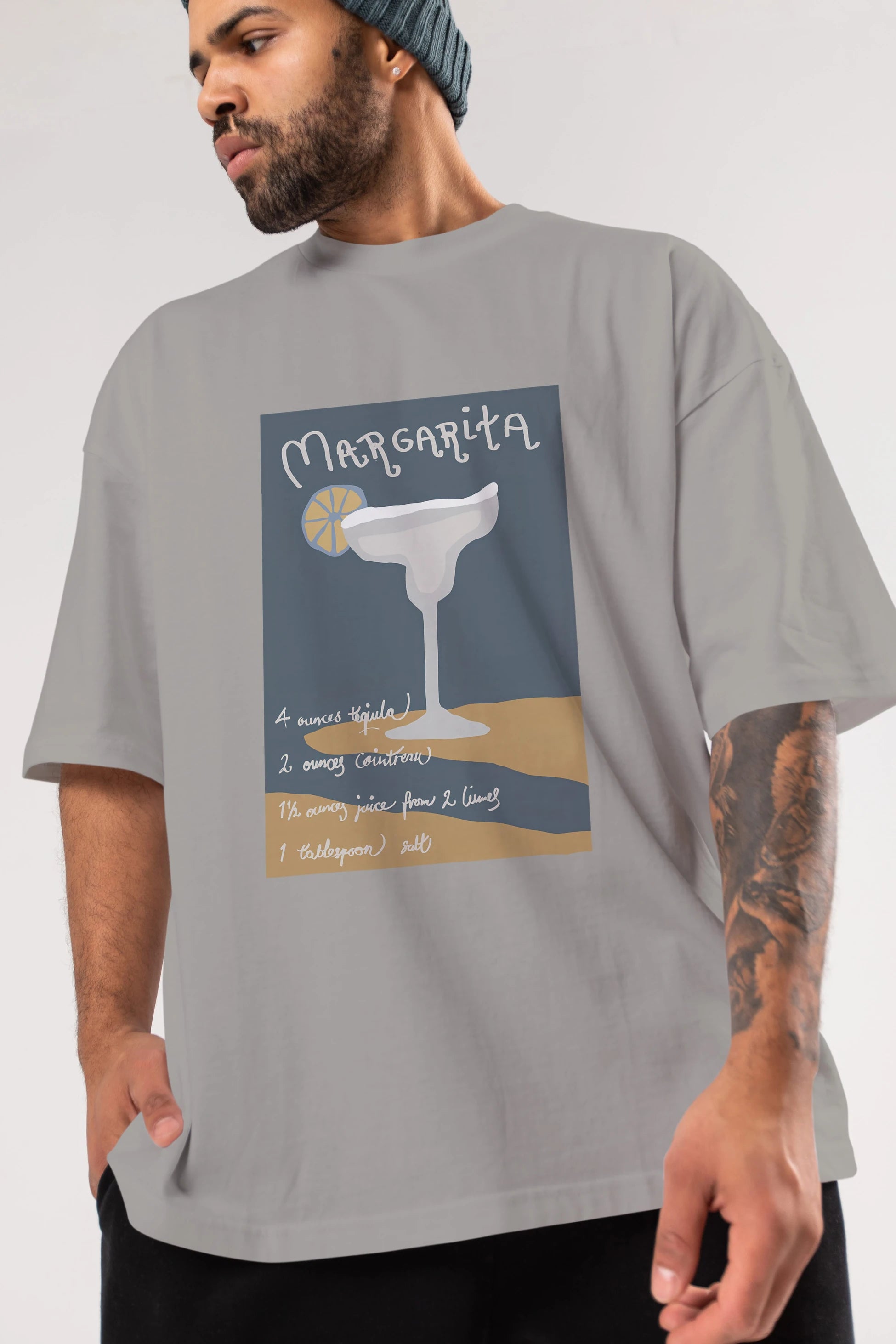 Margarita 2 Ön Baskılı Oversize t-shirt Erkek Kadın Unisex %100 Pamuk Bisiklet Yaka tişort