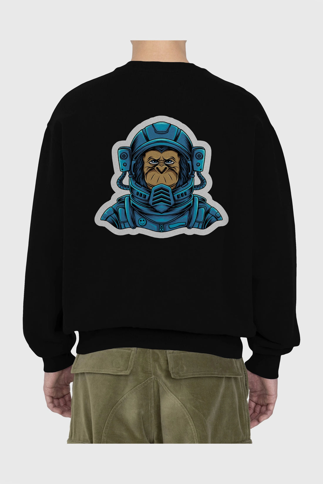 Astromonkey Sticker Arka Baskılı Oversize Sweatshirt Erkek Kadın Unisex
