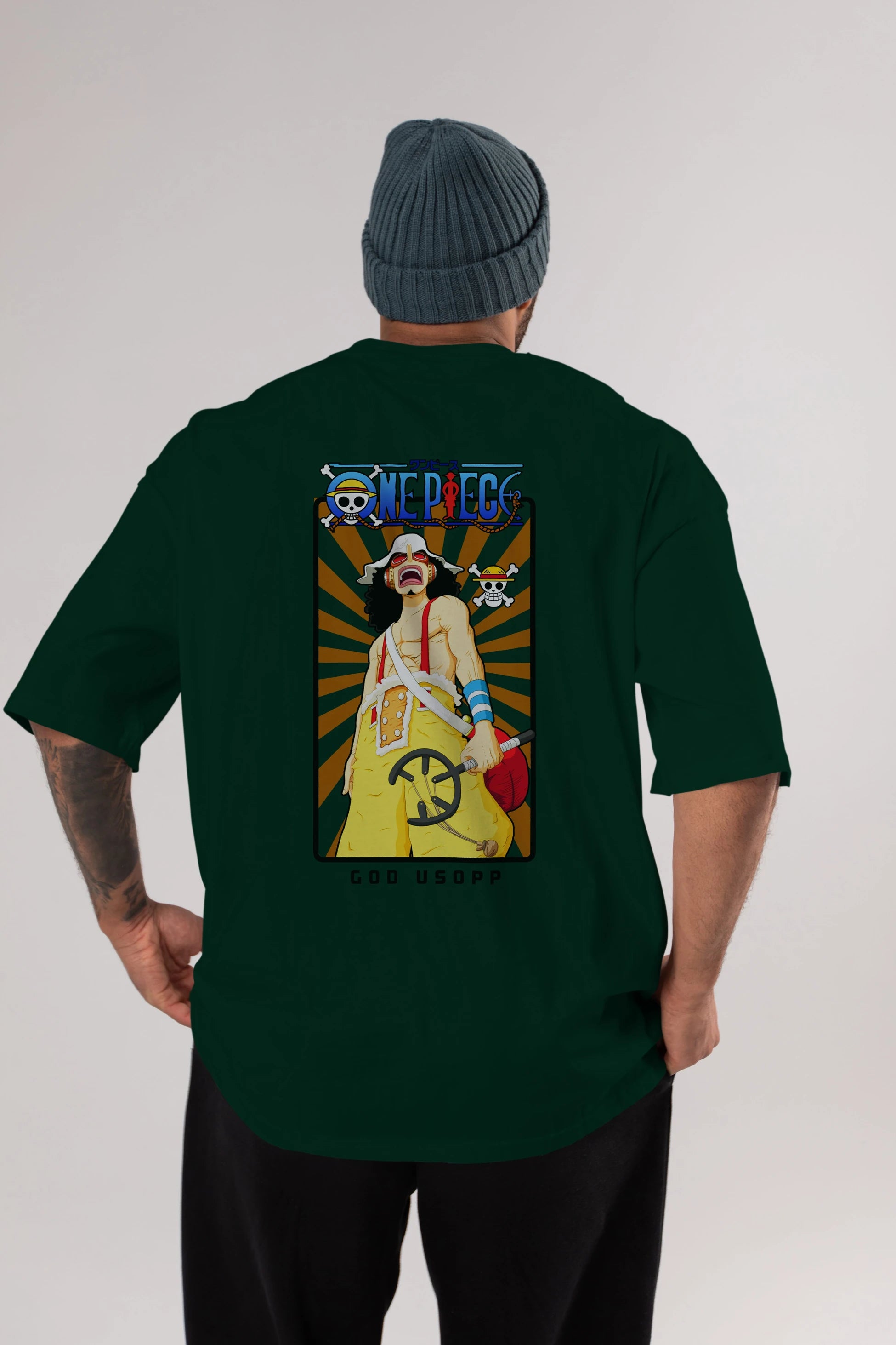 Usopp Anime Arka Baskılı Oversize t-shirt Erkek Kadın Unisex %100 pamuk tişort