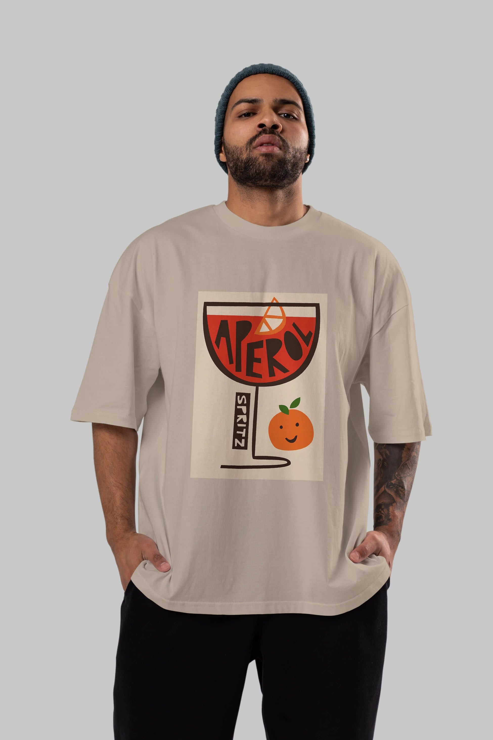 Aperol Spritz 9 Ön Baskılı Oversize t-shirt Erkek Kadın Unisex %100 Pamuk Bisiklet Yaka tişort