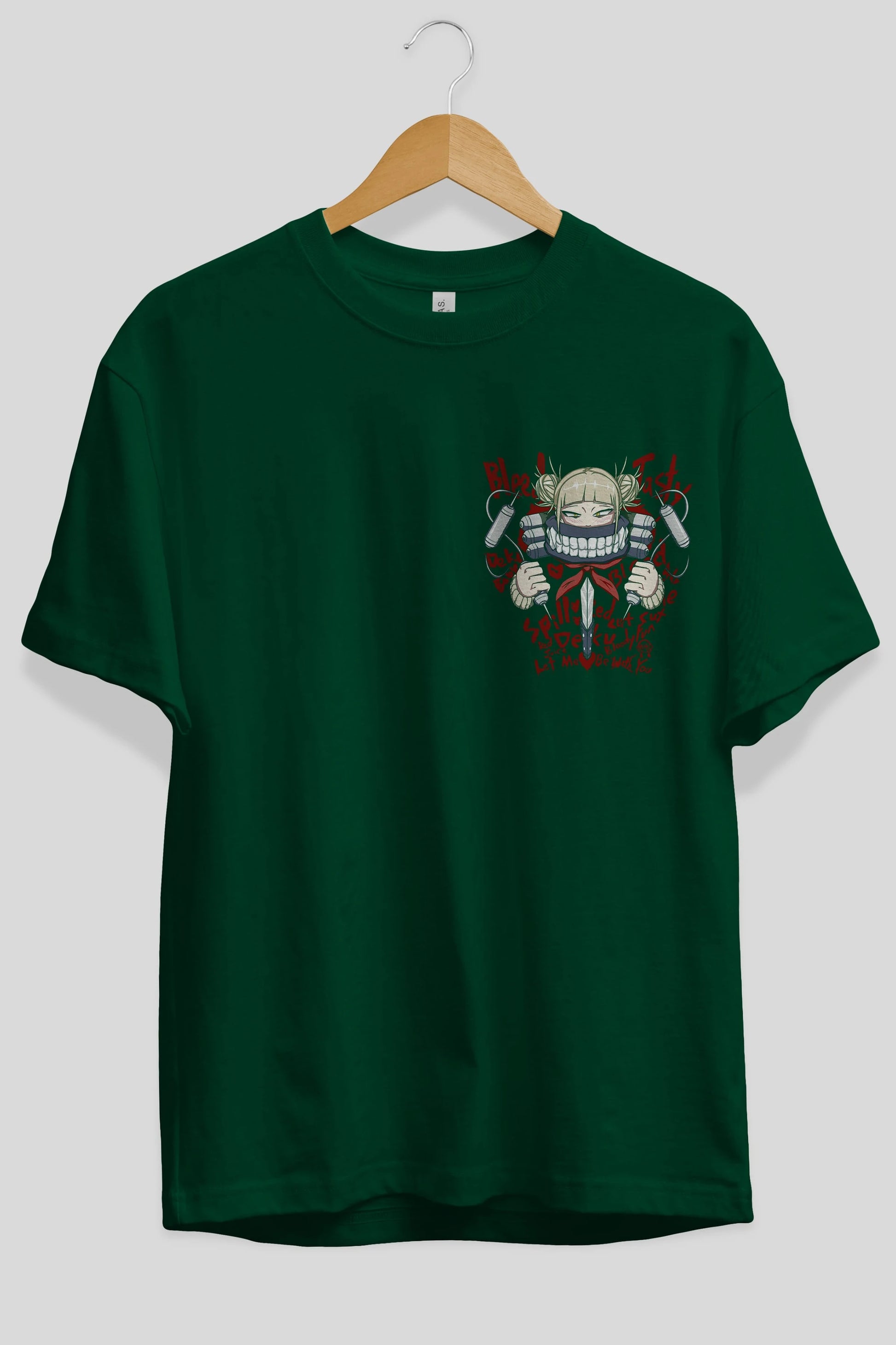 Himiko Toga 1 Ön Sol Baskılı Oversize t-shirt Erkek Kadın Unisex %100 Pamuk Bisiklet Yaka tişort