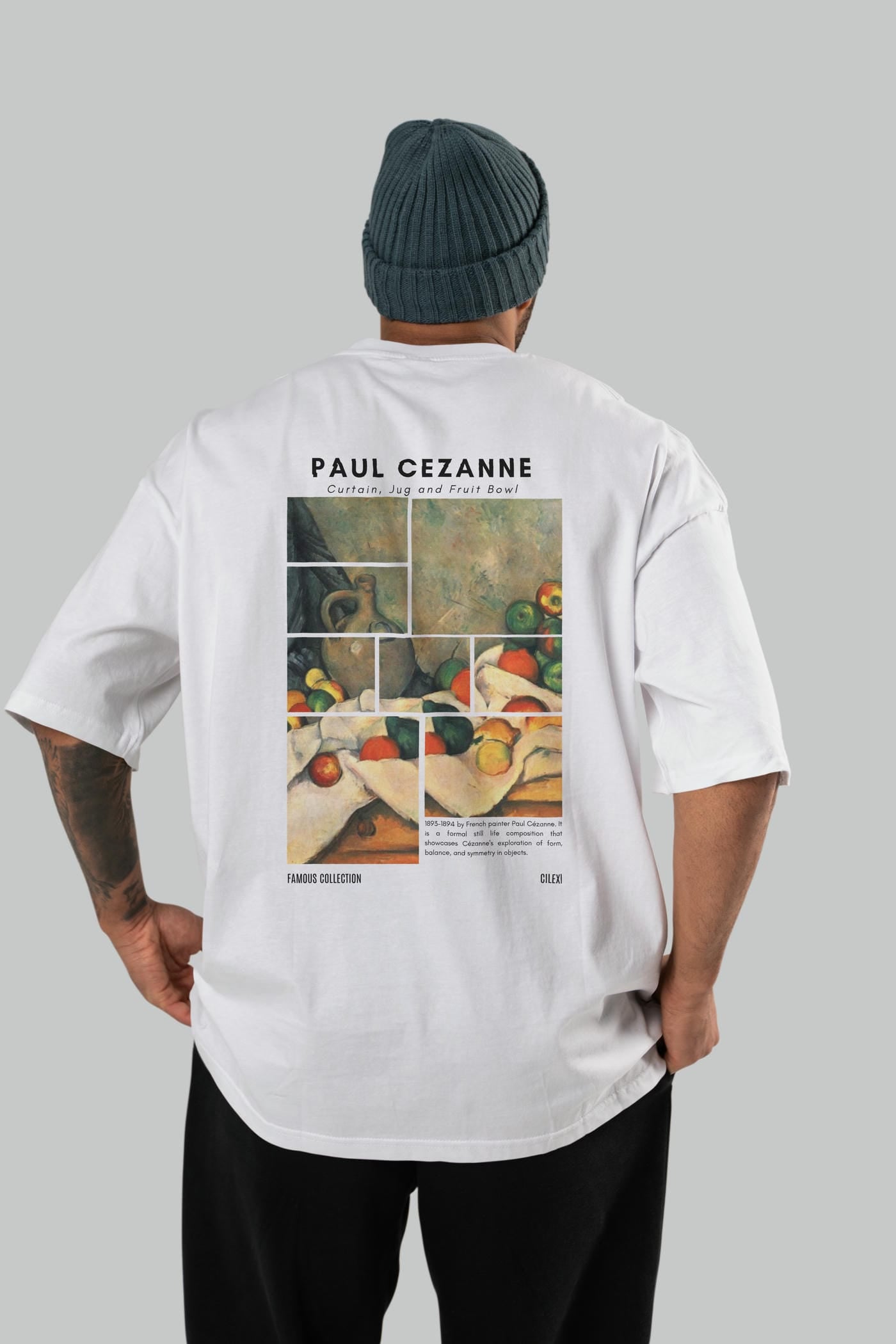 Paul Cezanne Curtain Arka Baskılı Oversize t-shirt Erkek Kadın Bisiklet Yaka Pamuk tişort