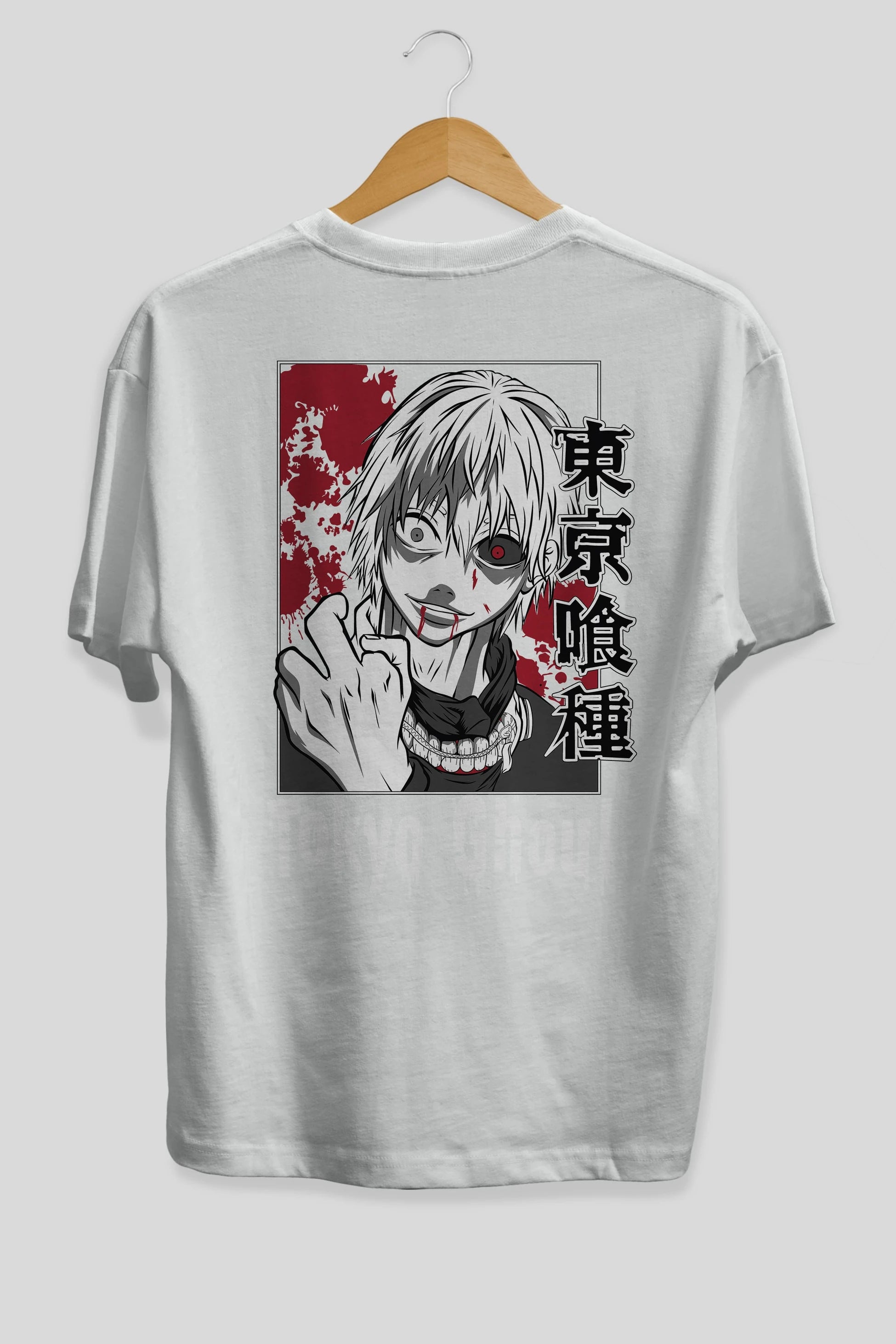 Kaneki Ken TOKYO GHOUL Anime Arka Baskılı Oversize t-shirt Erkek Kadın Unisex