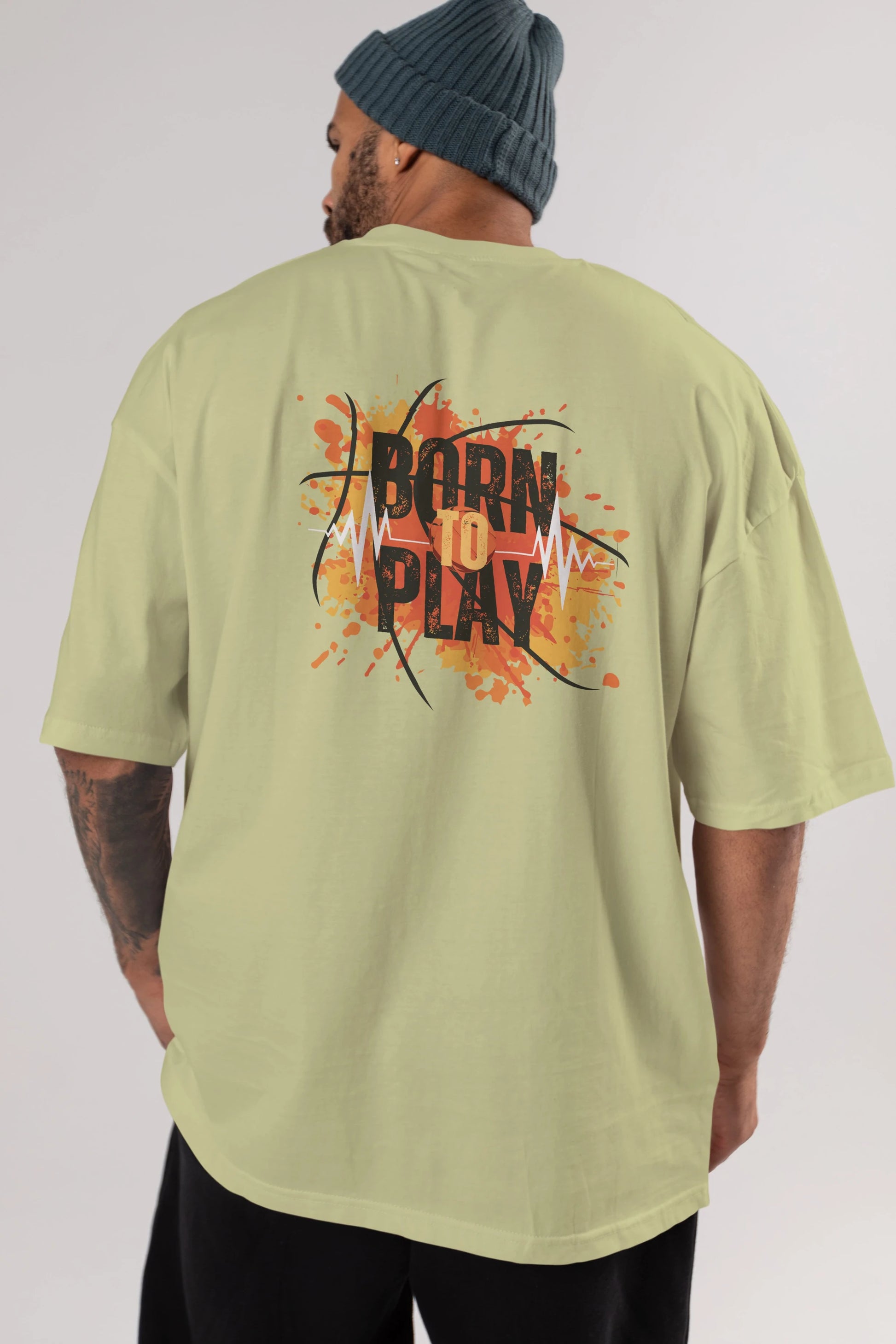 Born to Play Yazılı Arka Baskılı Oversize t-shirt Erkek Kadın Unisex