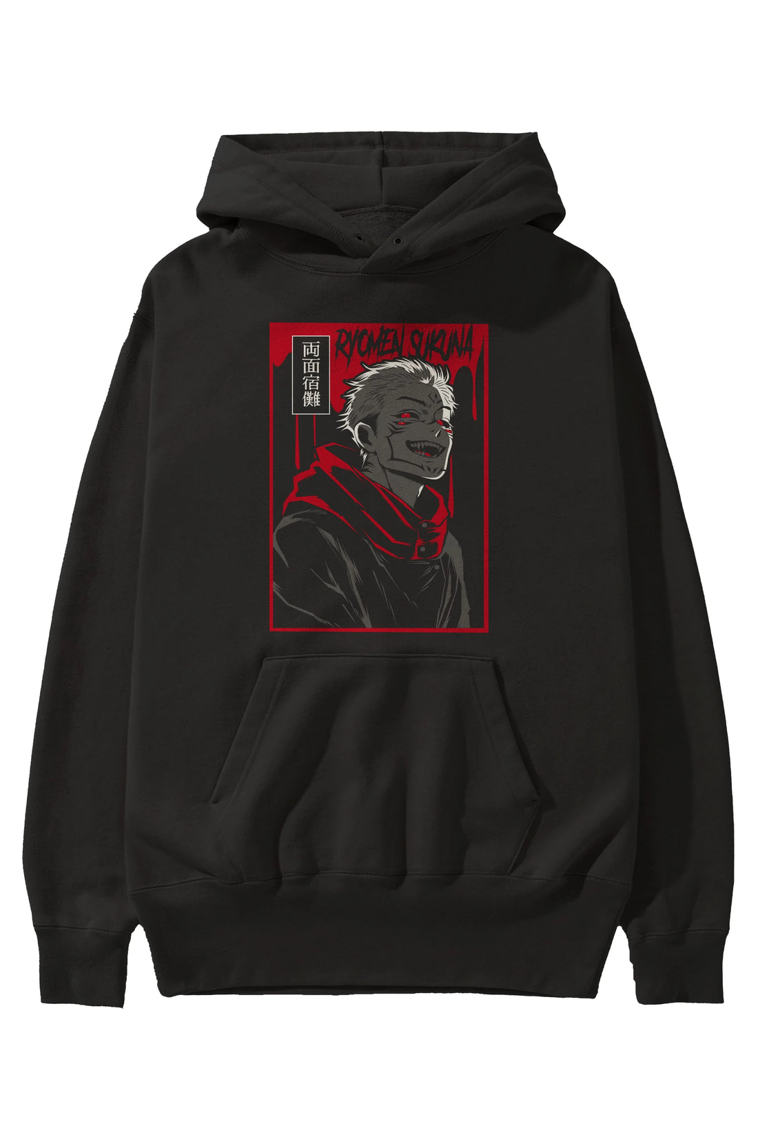 SUKUNA Anime Ön Baskılı Hoodie Oversize Kapüşonlu Sweatshirt Erkek Kadın Unisex
