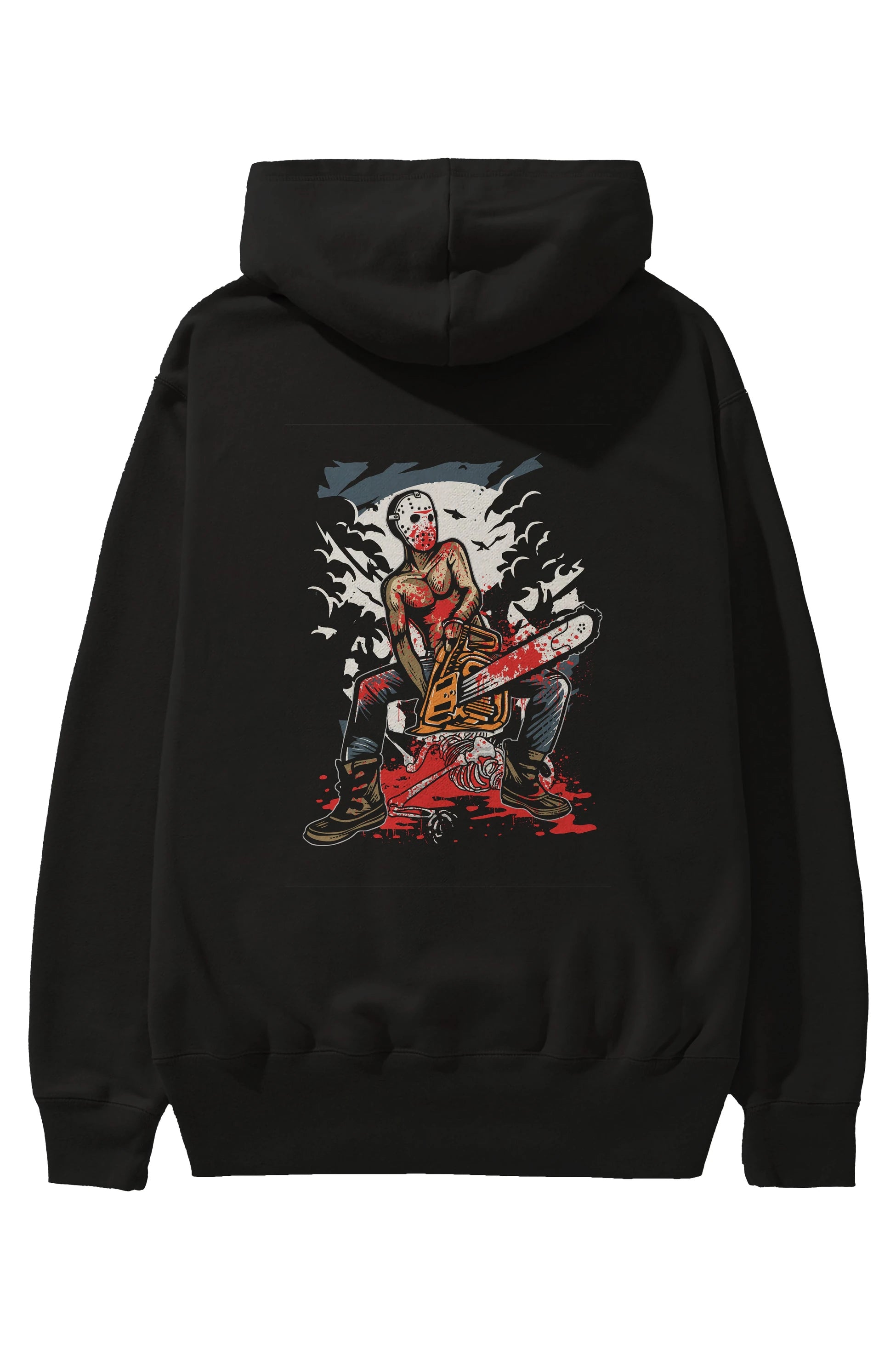 Chainsaw Killer Arka Baskılı Hoodie Oversize Kapüşonlu Sweatshirt Erkek Kadın Unisex