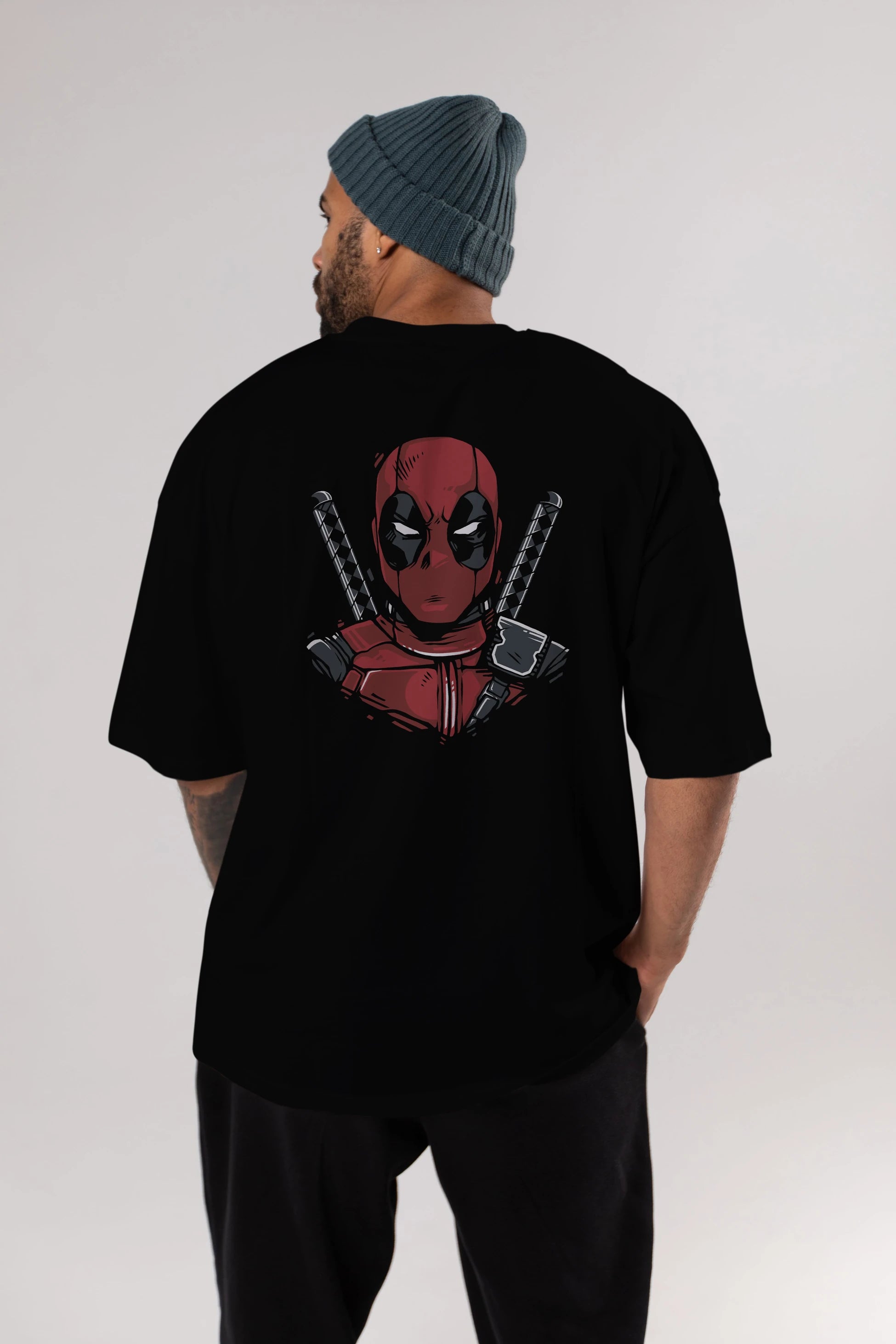 Deadpool (4) Arka Baskılı Oversize t-shirt Erkek Kadın Unisex %100 Pamuk Bisiklet Yaka tişort