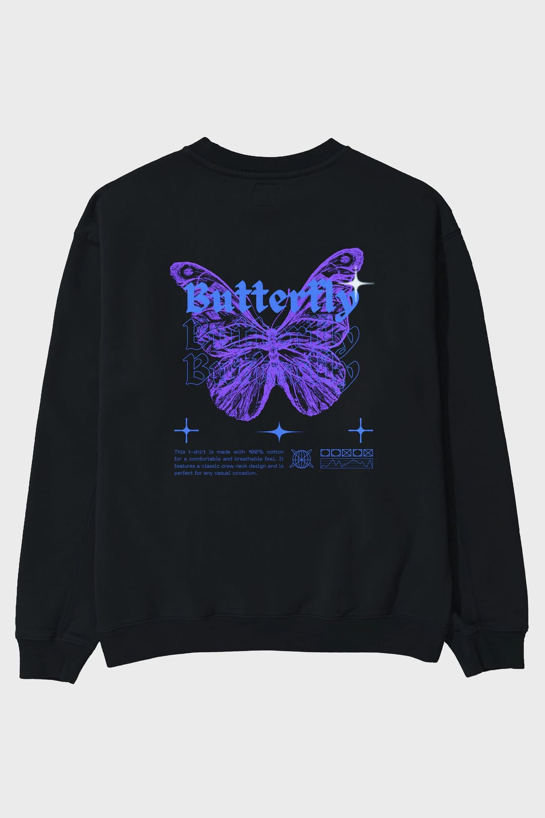 Butterfly Streetwear Arka Baskılı Oversize Sweatshirt Erkek Kadın Unisex