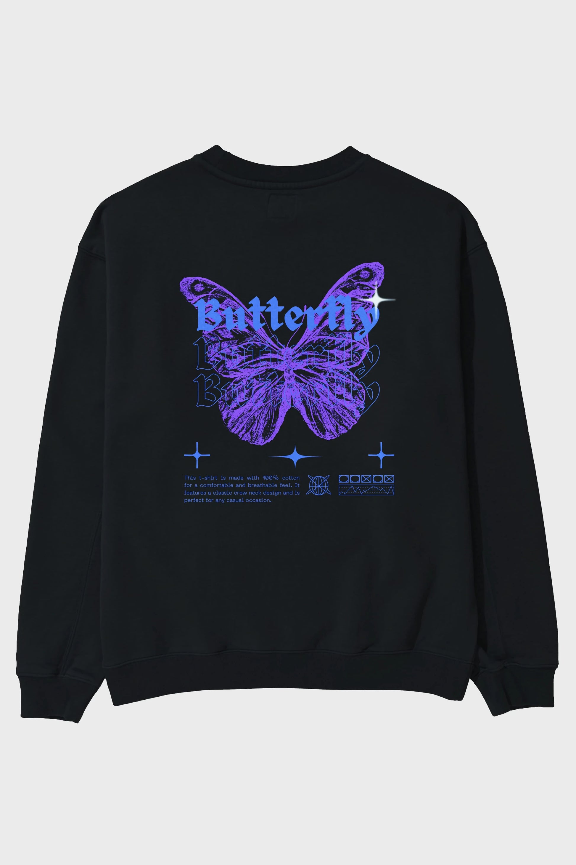 Butterfly Streetwear Arka Baskılı Oversize Sweatshirt Erkek Kadın Unisex