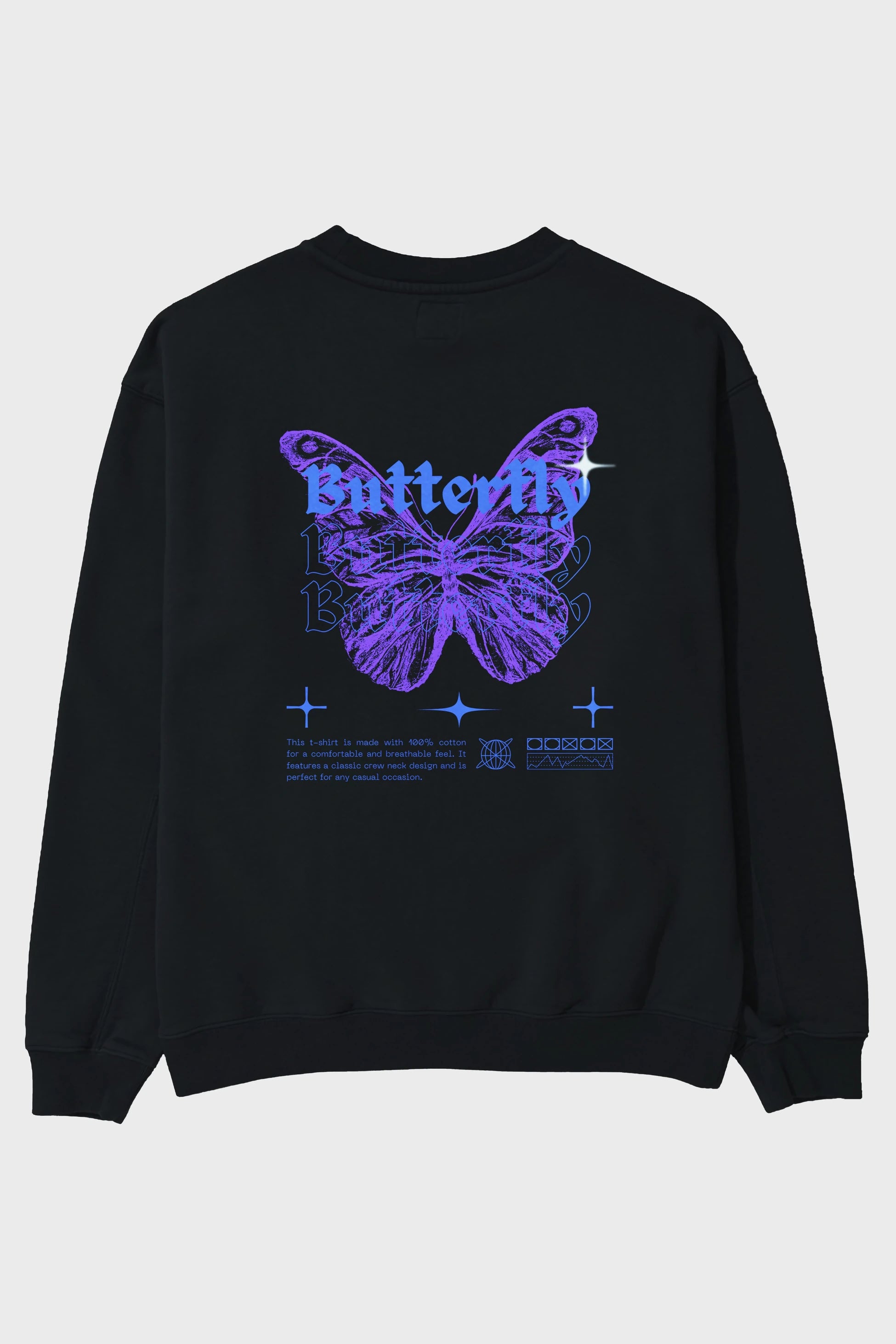 Butterfly Streetwear Arka Baskılı Oversize Sweatshirt Erkek Kadın Unisex