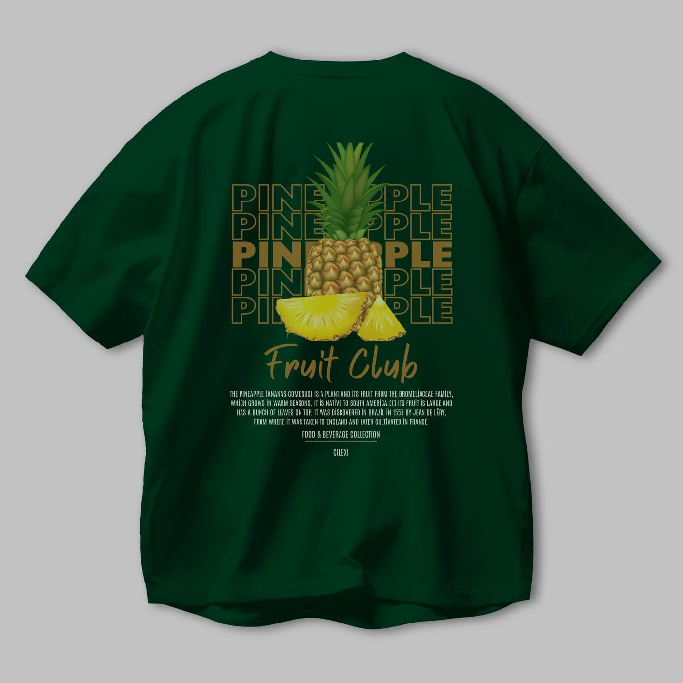Pineapple Arka Baskılı Oversize t-shirt Erkek Kadın Pamuk Bisiklet Yaka tişort
