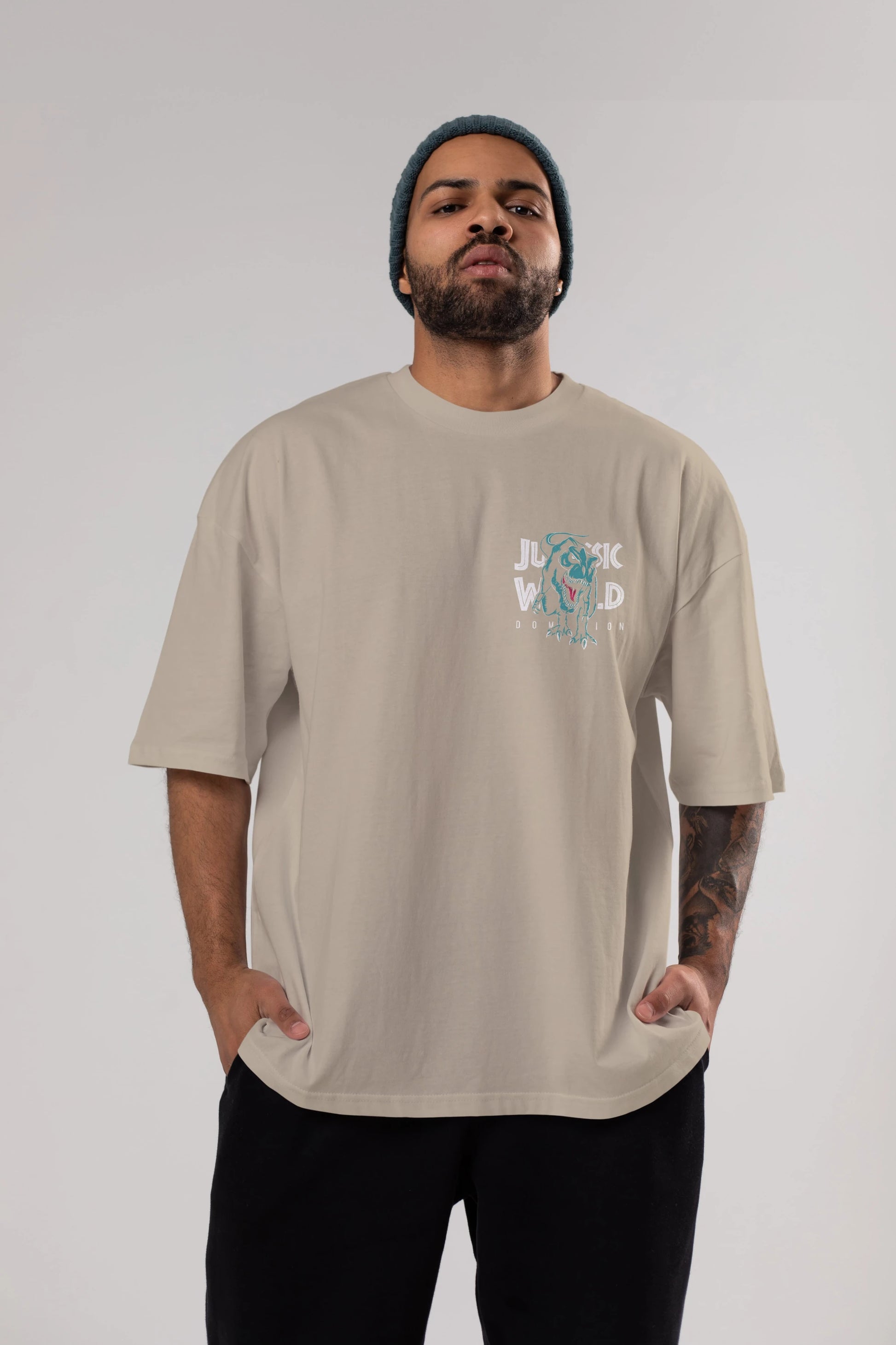 Jurassic Park (1) Ön Sol Baskılı Oversize t-shirt Erkek Kadın Unisex %100 Pamuk Bisiklet Yaka tişort