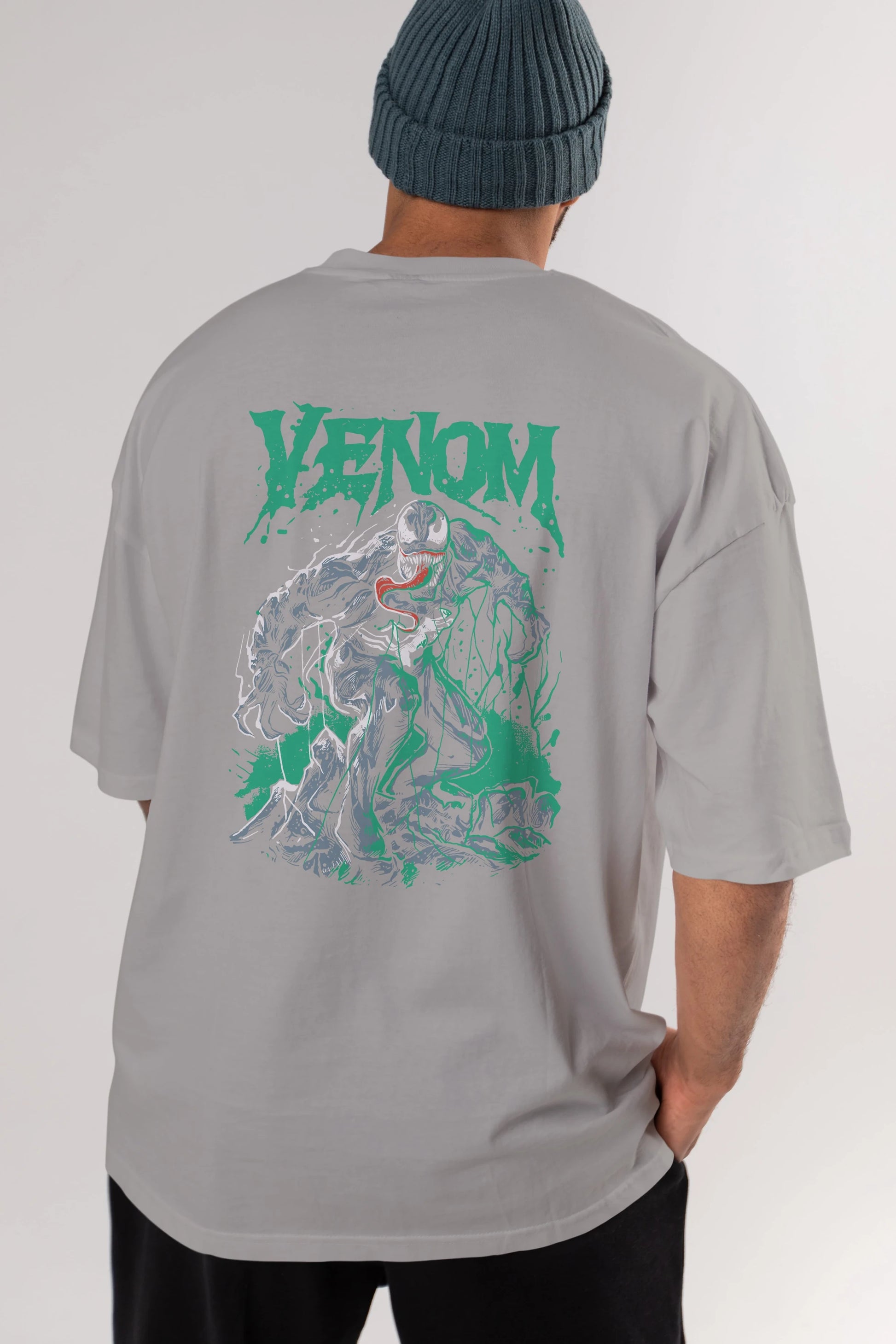 Venom (3) Arka Baskılı Oversize t-shirt Erkek Kadın Unisex %100 Pamuk Bisiklet Yaka tişort