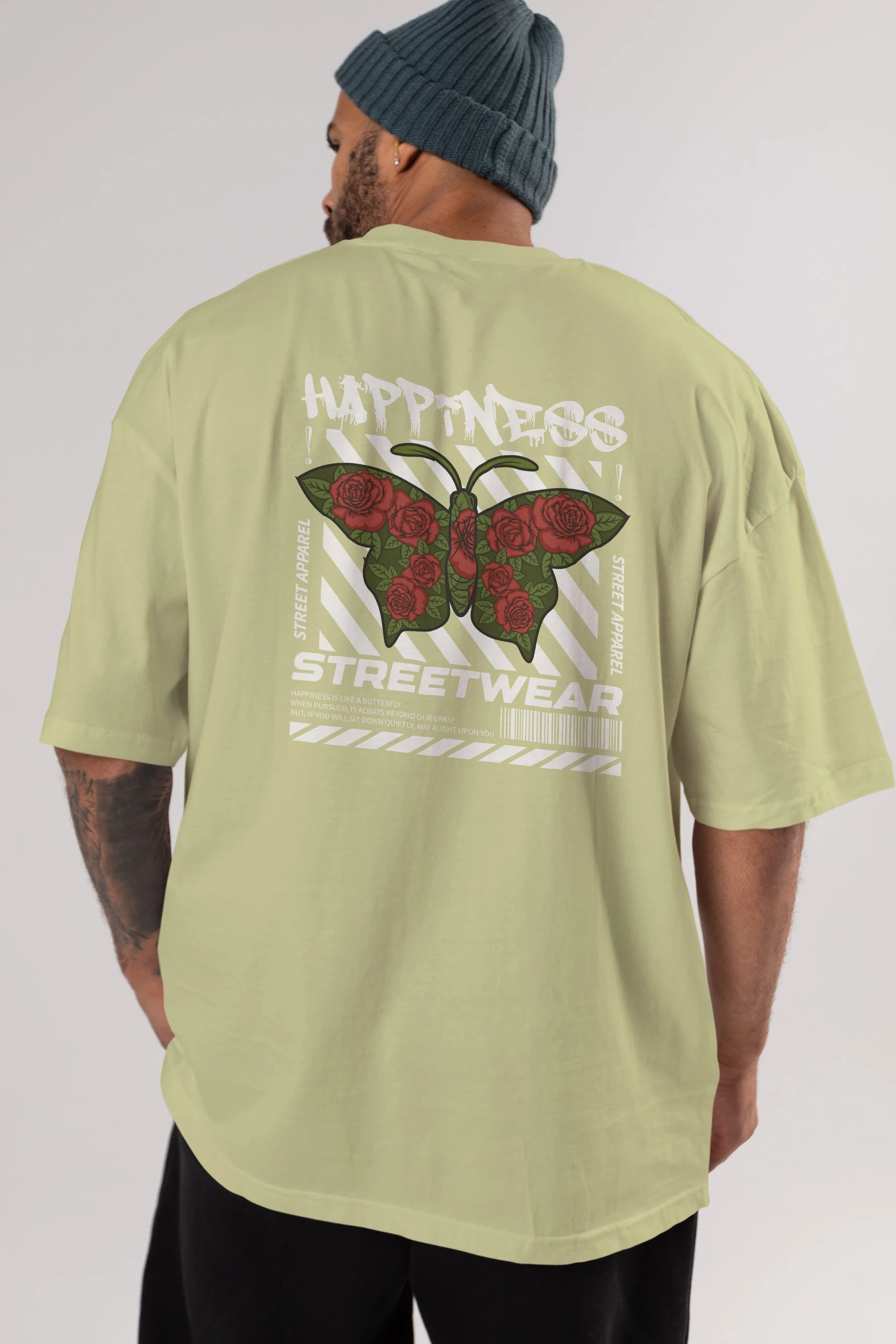 Happiness Streetwear Arka Baskılı Oversize t-shirt Erkek Kadın Unisex