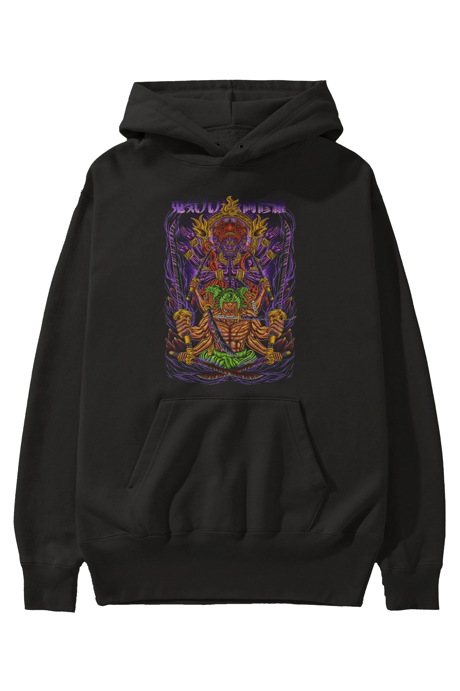 RORONOA ZORO 2 Anime Ön Baskılı Hoodie Oversize Kapüşonlu Sweatshirt Erkek Kadın Unisex