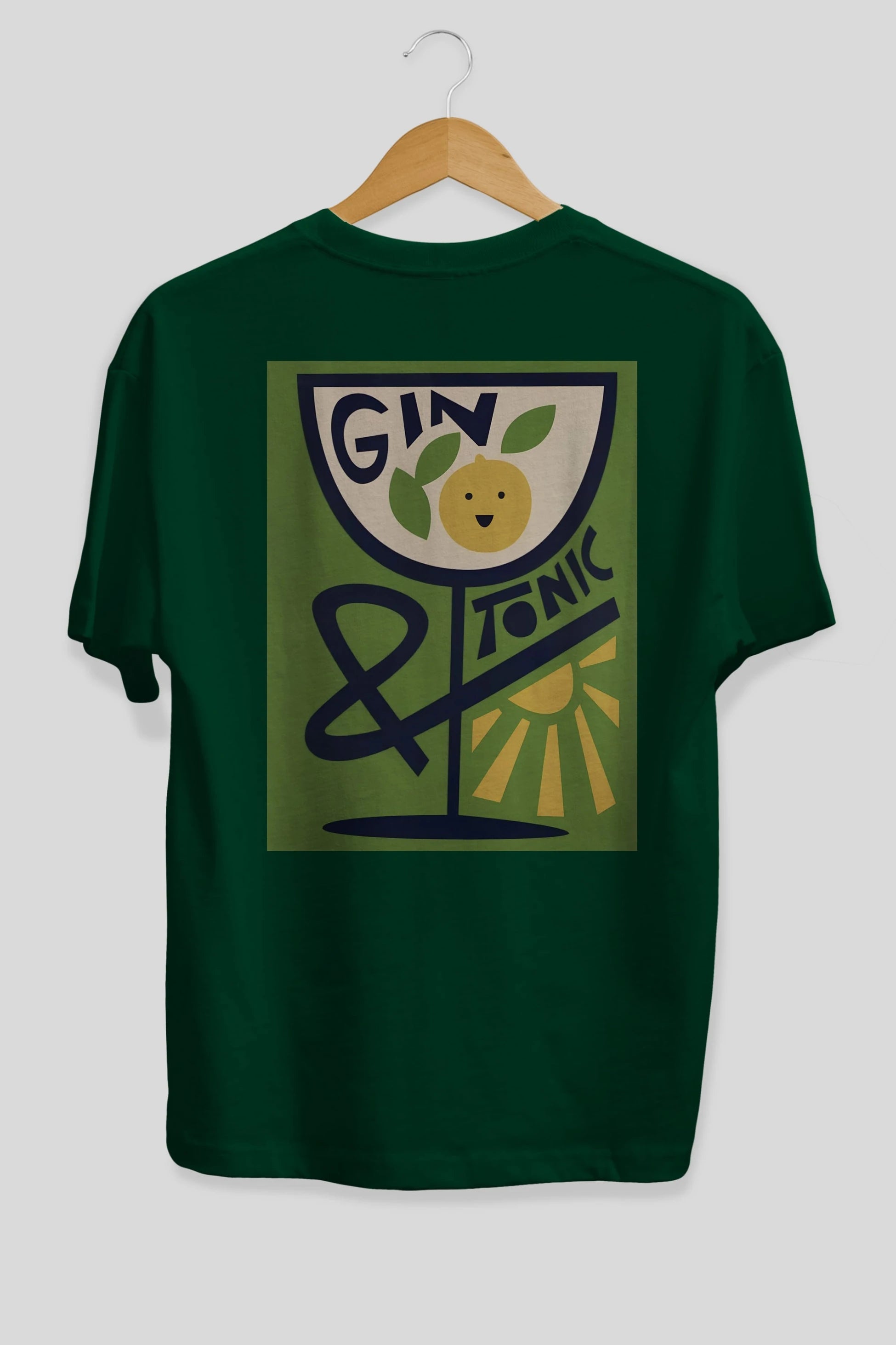 Gin Tonic 3 Arka Baskılı Oversize t-shirt Erkek Kadın Unisex %100 Pamuk Bisiklet Yaka tişort