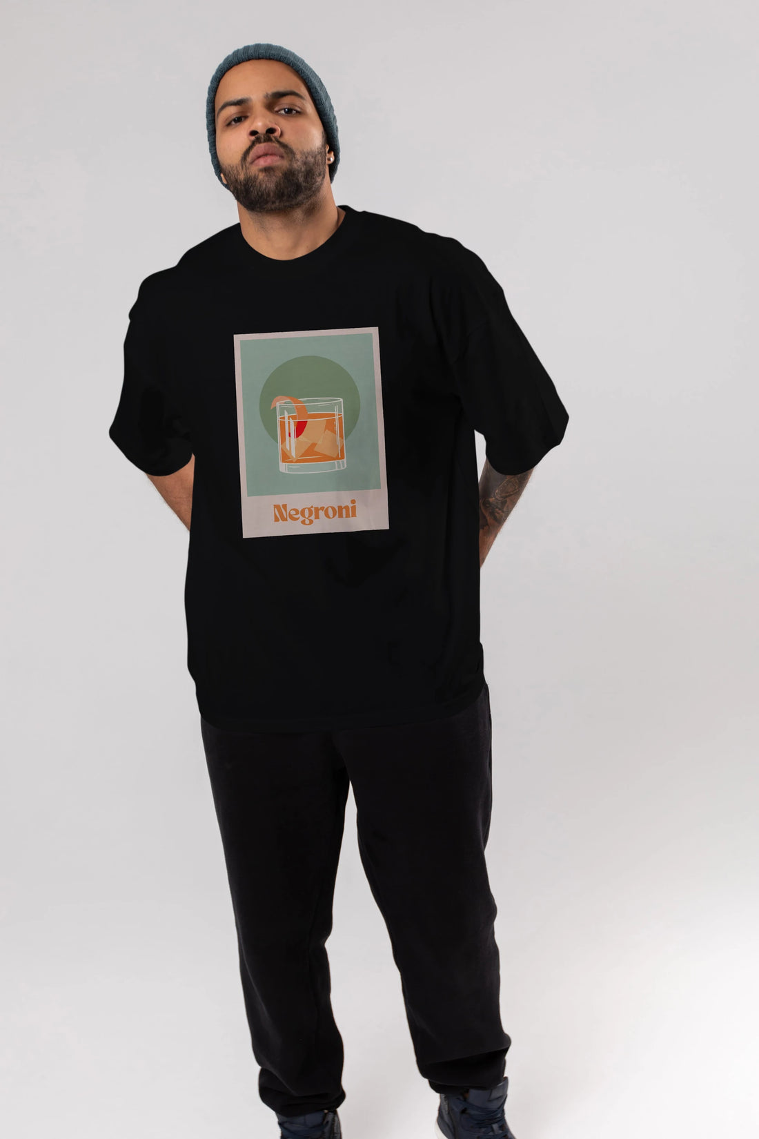 Negroni 5 Ön Baskılı Oversize t-shirt Erkek Kadın Unisex %100 Pamuk Bisiklet Yaka tişort