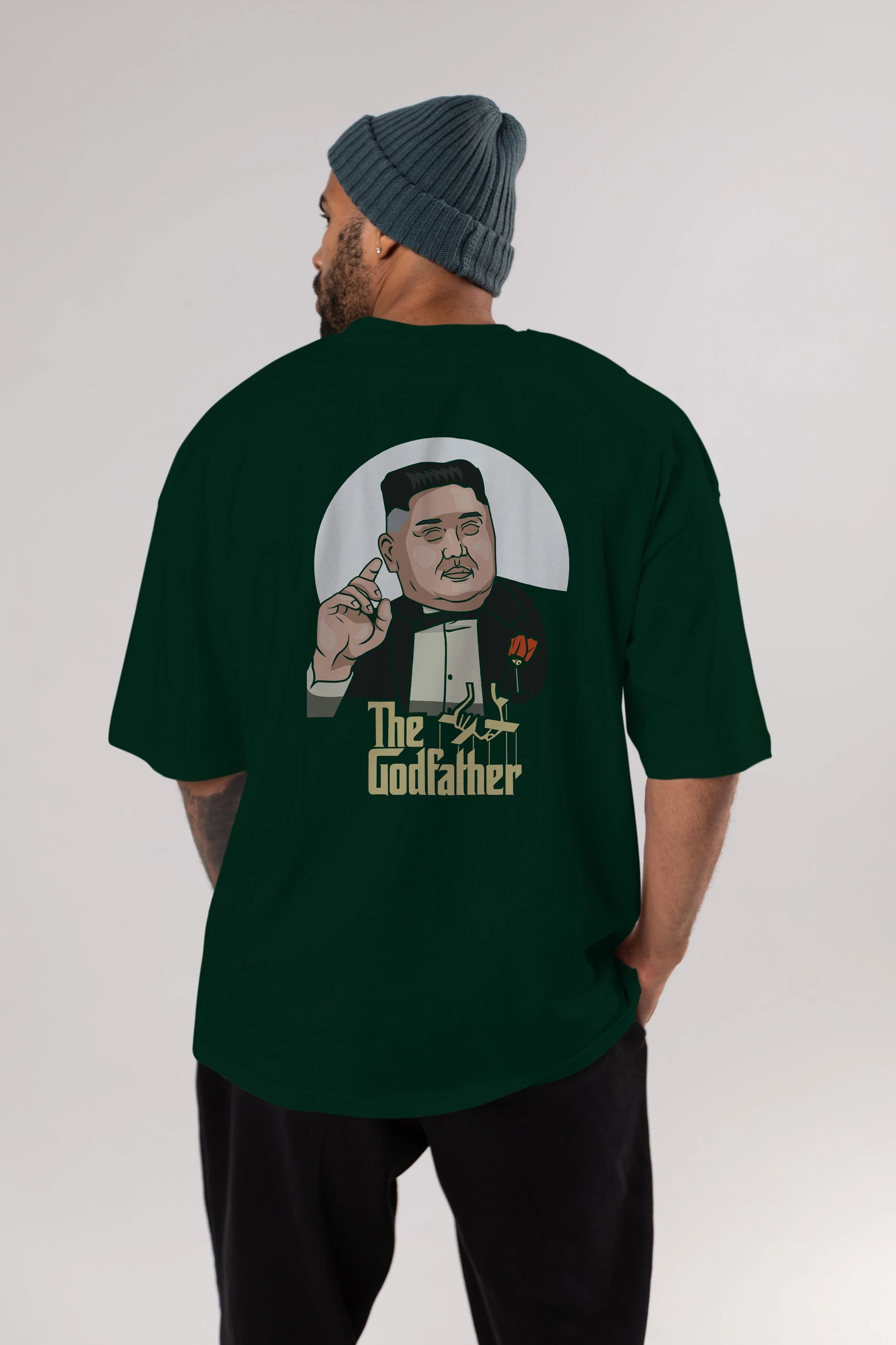 Godfather Jong Un Arka Baskılı Oversize t-shirt Erkek Kadın Unisex %100 Pamuk tişort