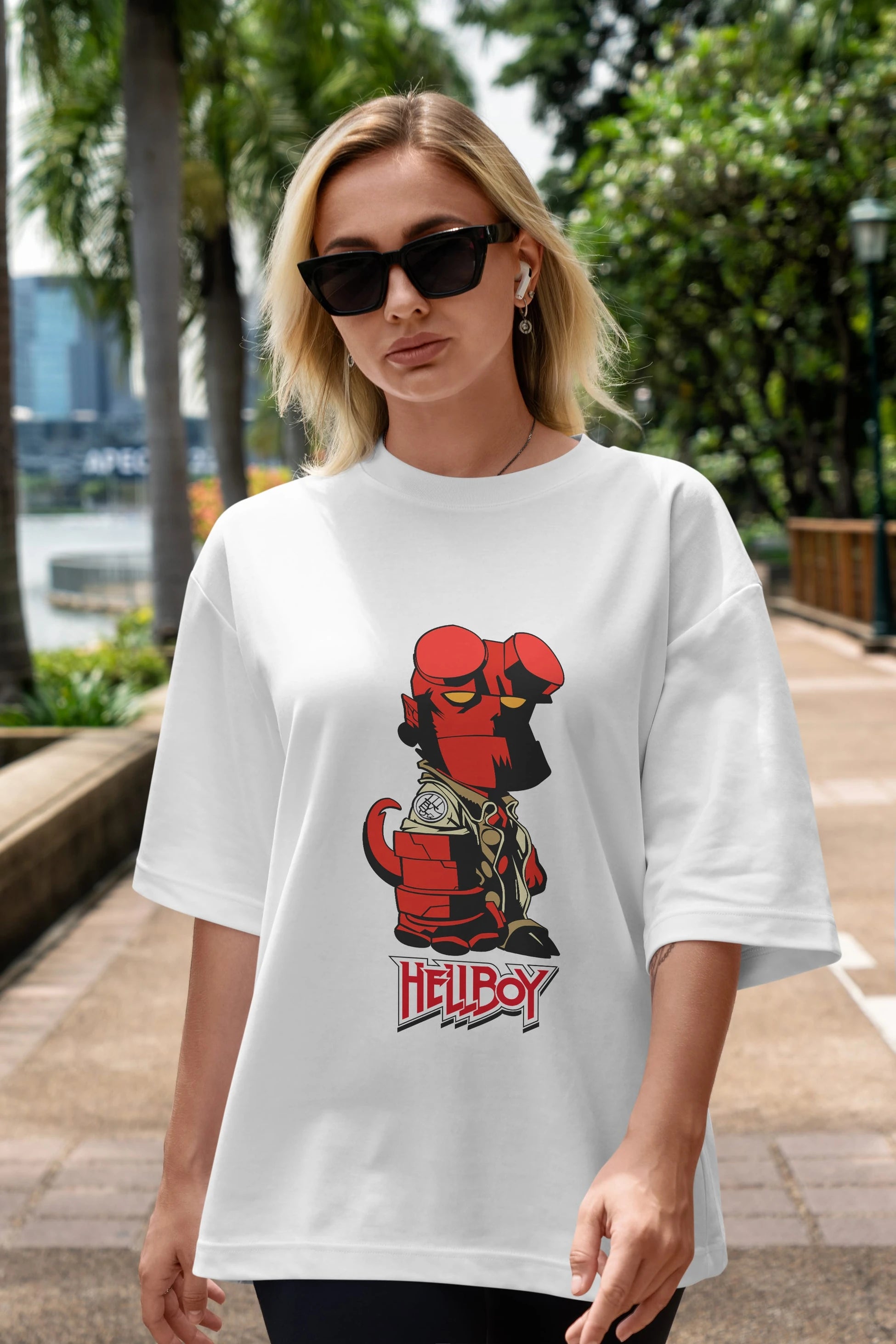 Hellboy (1) Ön Baskılı Oversize t-shirt Erkek Kadın Unisex %100 Pamuk Bisiklet Yaka tişort