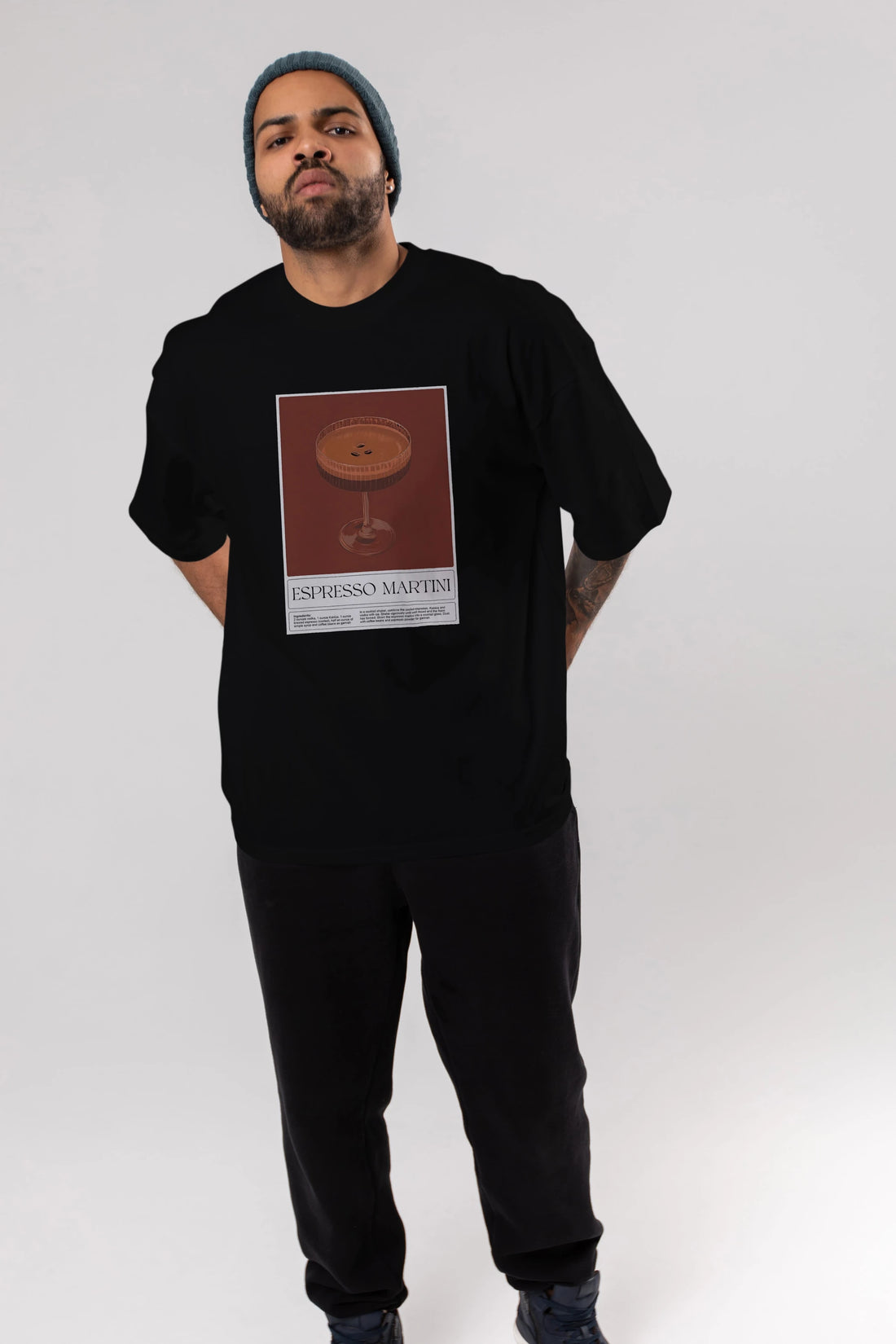 Espresso Martini Ön Baskılı Oversize t-shirt Erkek Kadın Unisex %100 Pamuk Bisiklet Yaka tişort