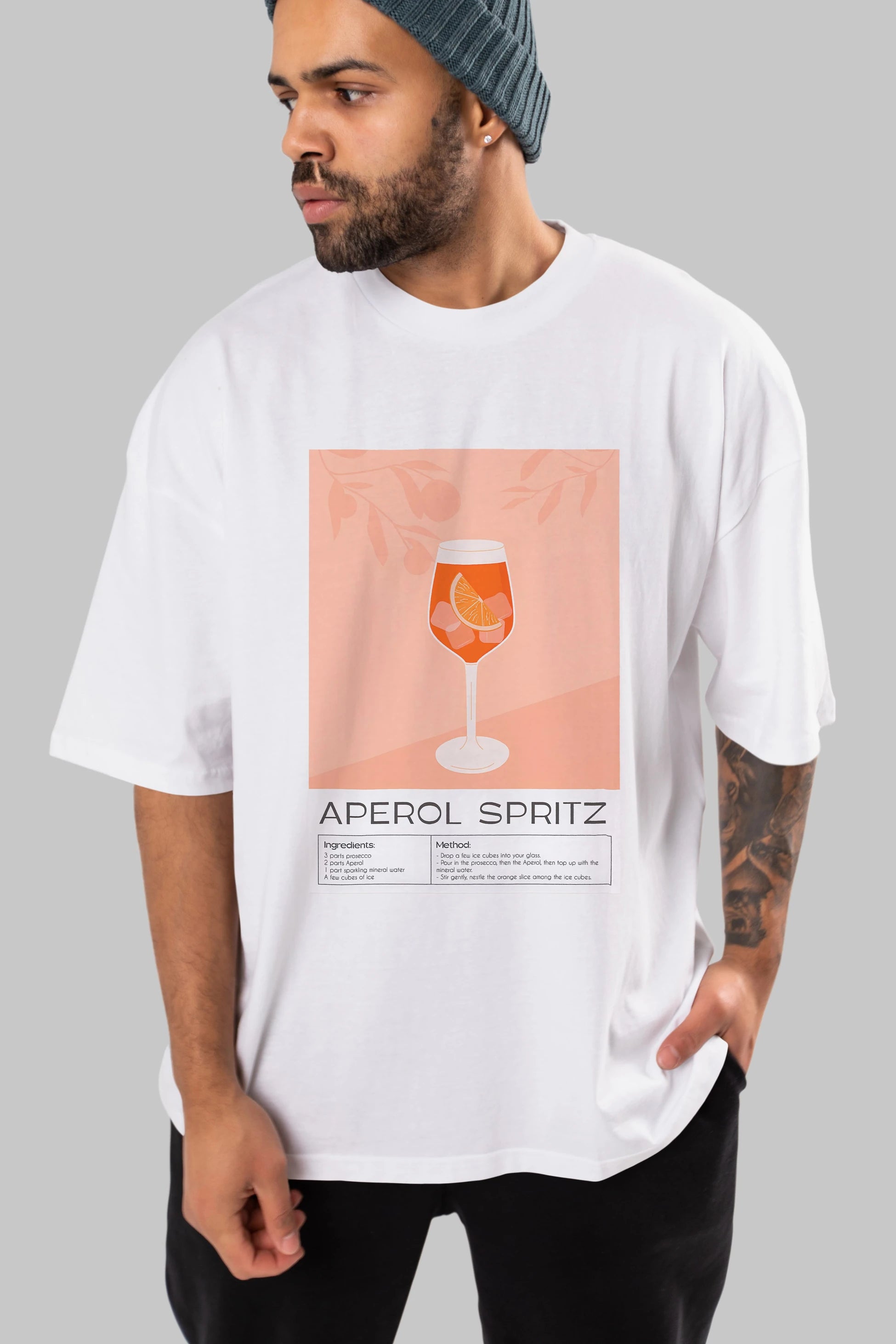 Aperol Spritz 7 Ön Baskılı Oversize t-shirt Erkek Kadın Unisex %100 Pamuk Bisiklet Yaka tişort