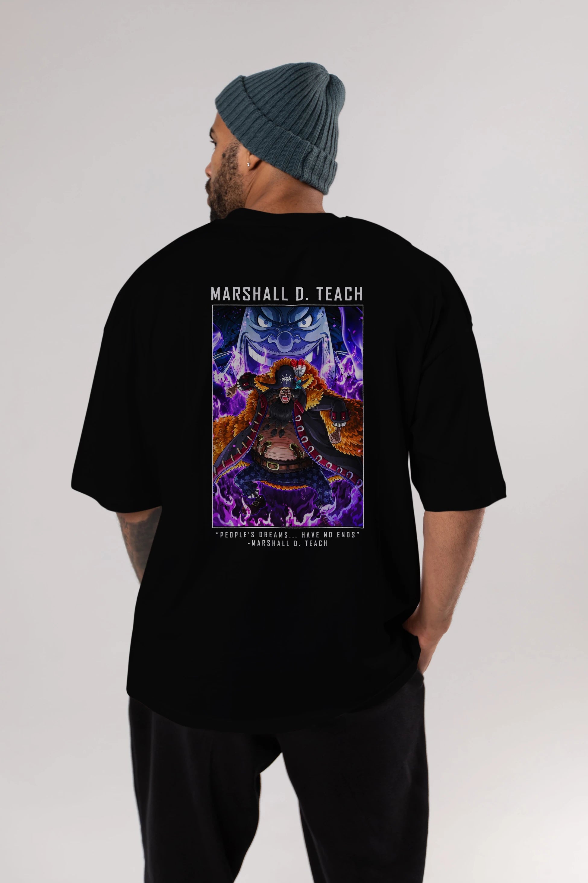 Blackbeard Anime Arka Baskılı Oversize t-shirt Erkek Kadın Unisex %100 pamuk tişort