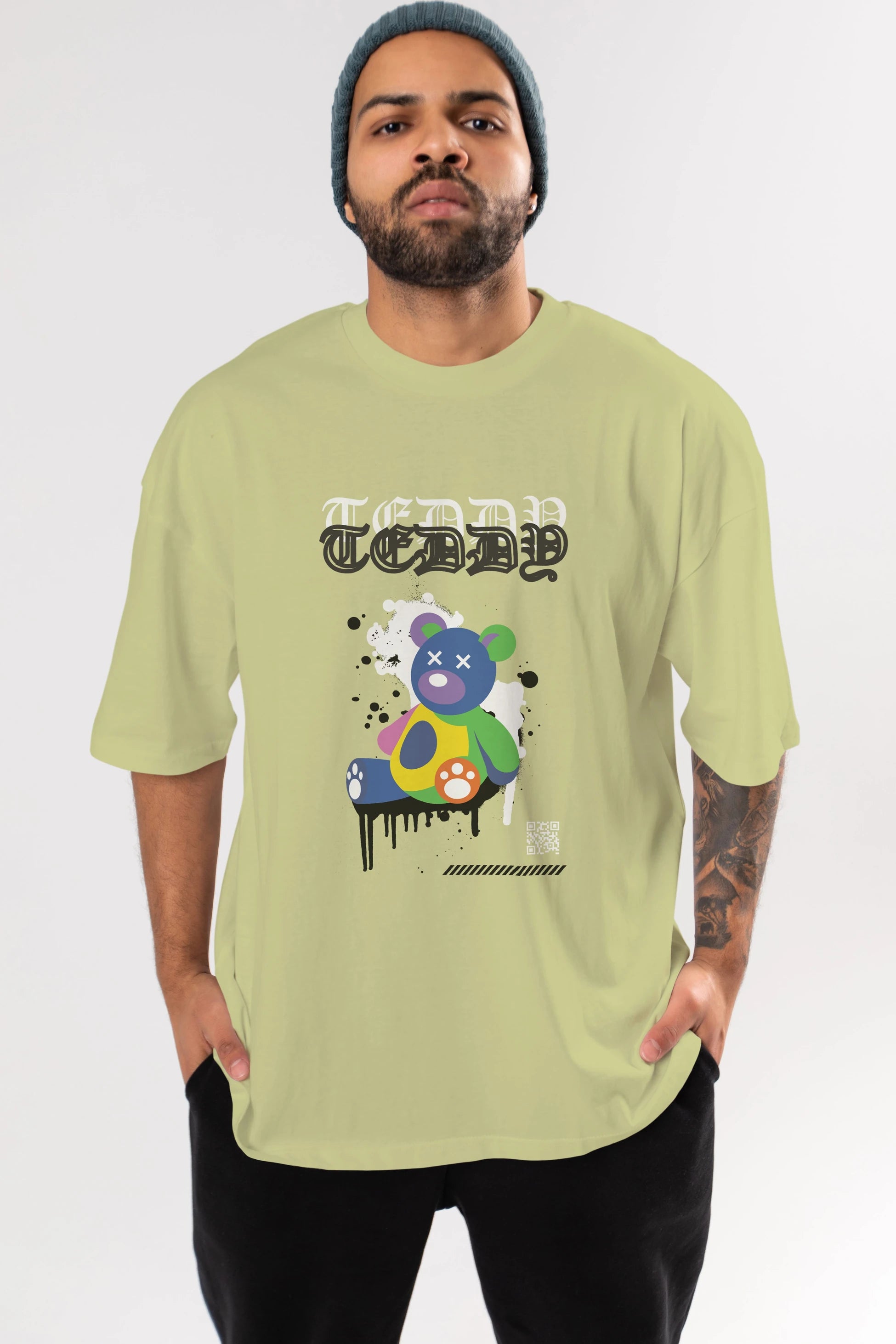 Teddy Bear Ön Baskılı Oversize t-shirt Erkek Kadın Unisex