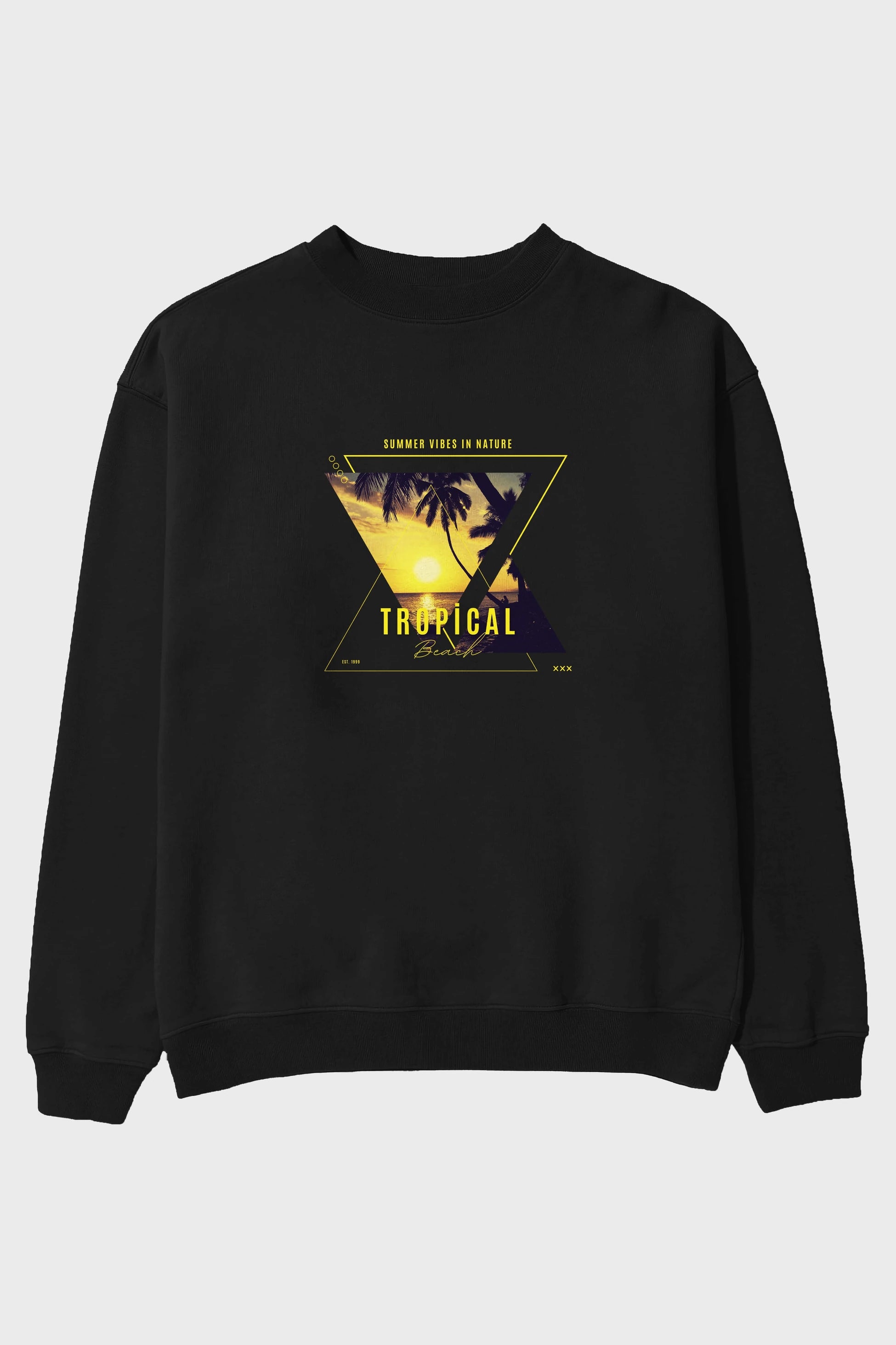 Summer Vibes Yazılı Ön Baskılı Oversize Sweatshirt Erkek Kadın Unisex